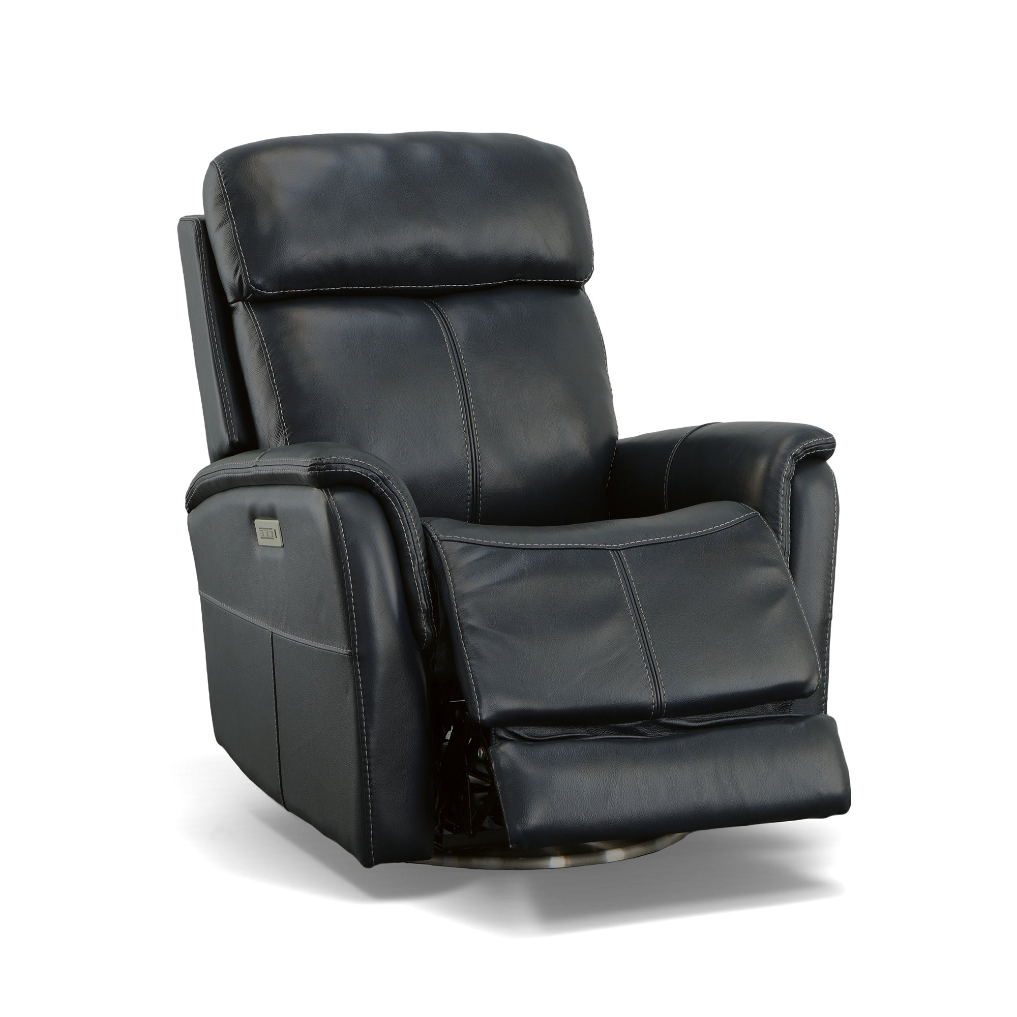 View Ocean Leather Power Swivel Recliner with Power Headrest