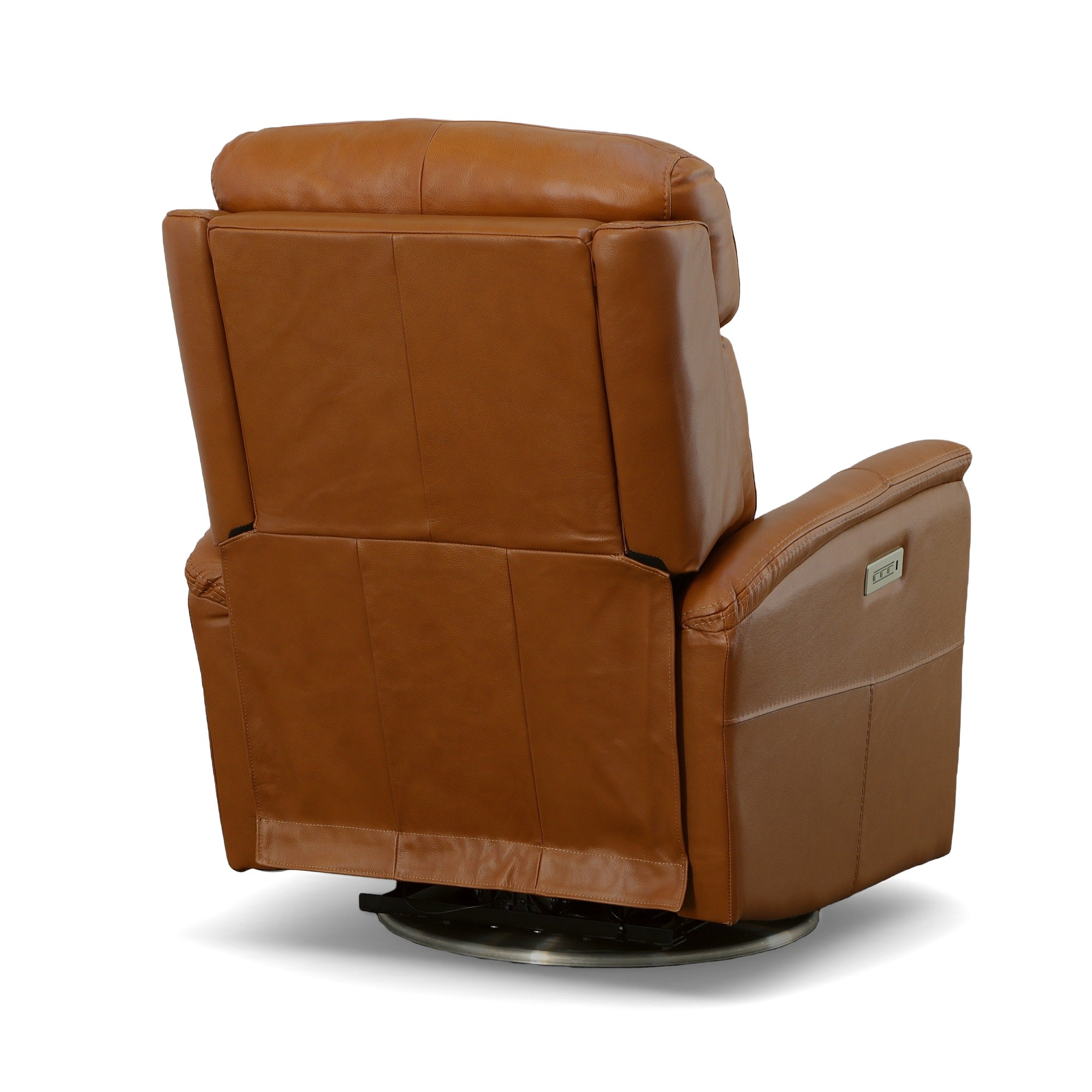 View Saddle Leather Power Swivel Recliner with Power Headrest