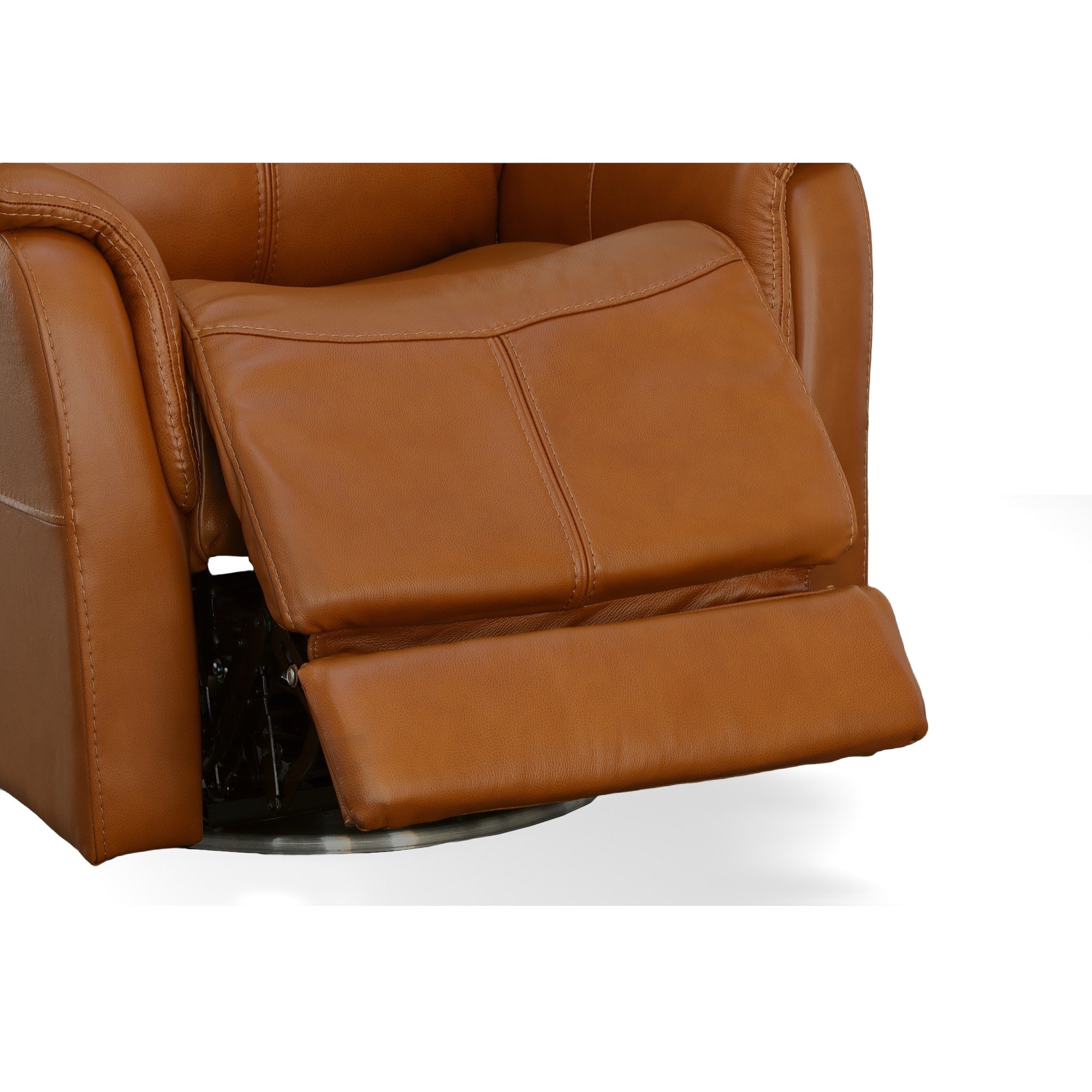 View Saddle Leather Power Swivel Recliner with Power Headrest