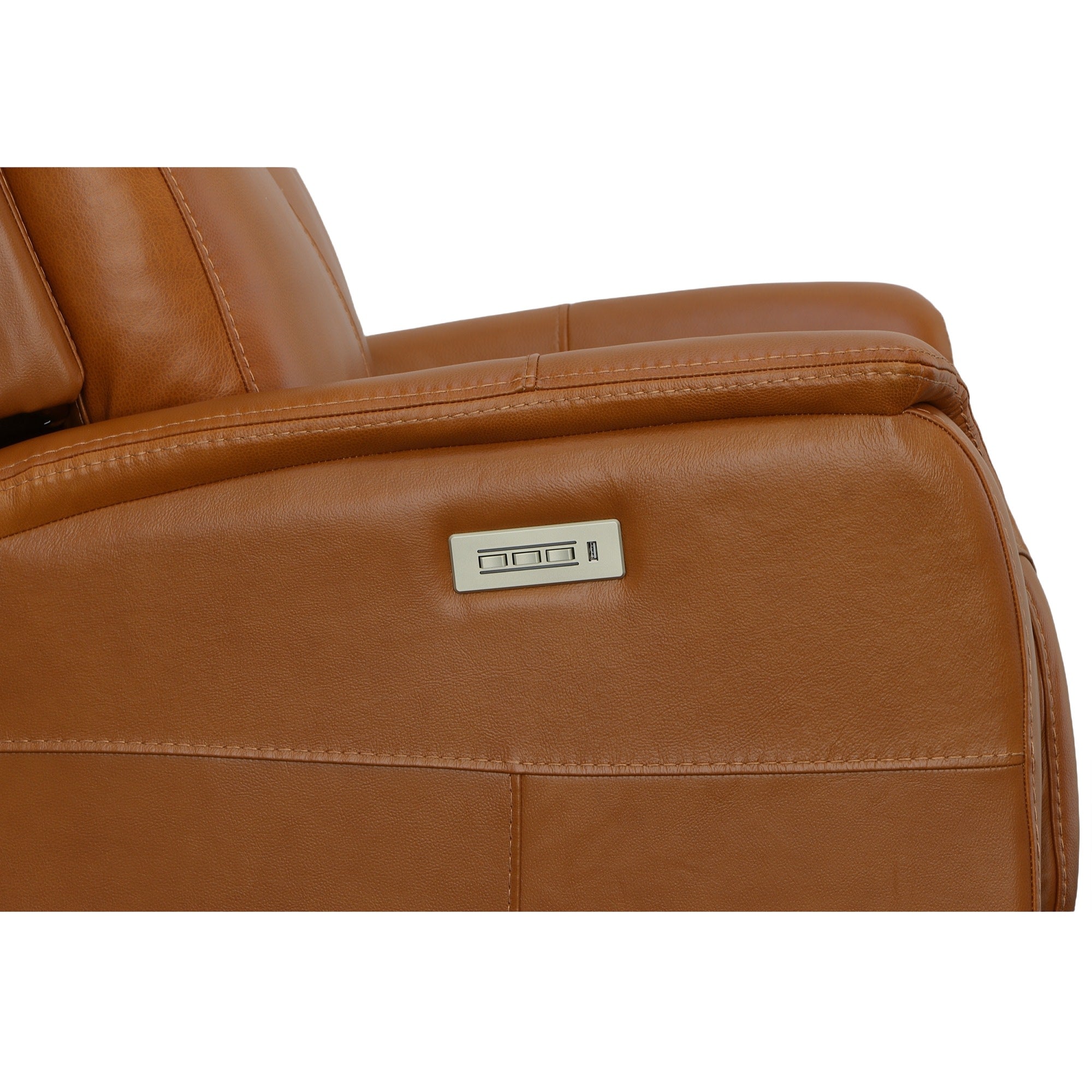 View Saddle Leather Power Swivel Recliner with Power Headrest