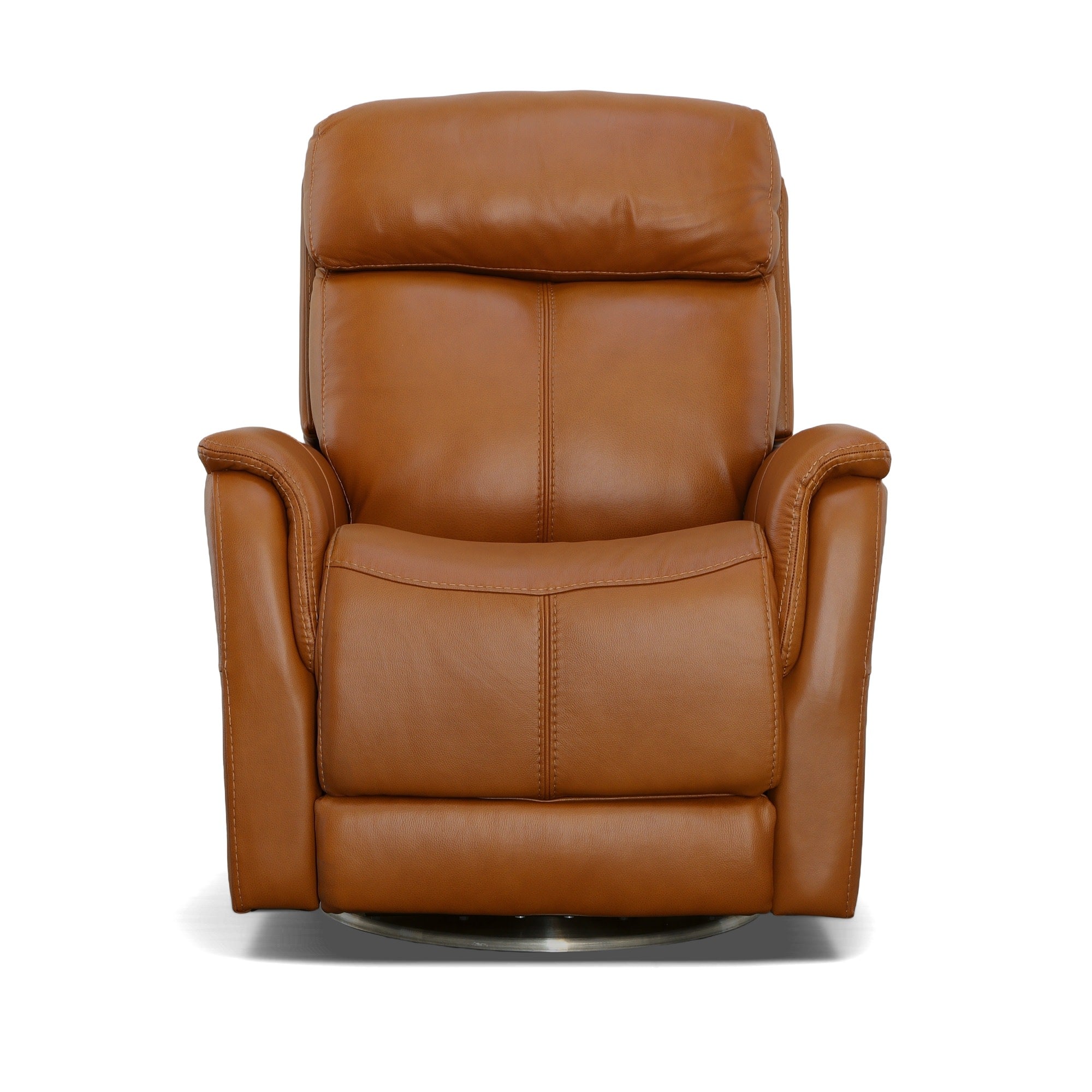 View Saddle Leather Power Swivel Recliner with Power Headrest