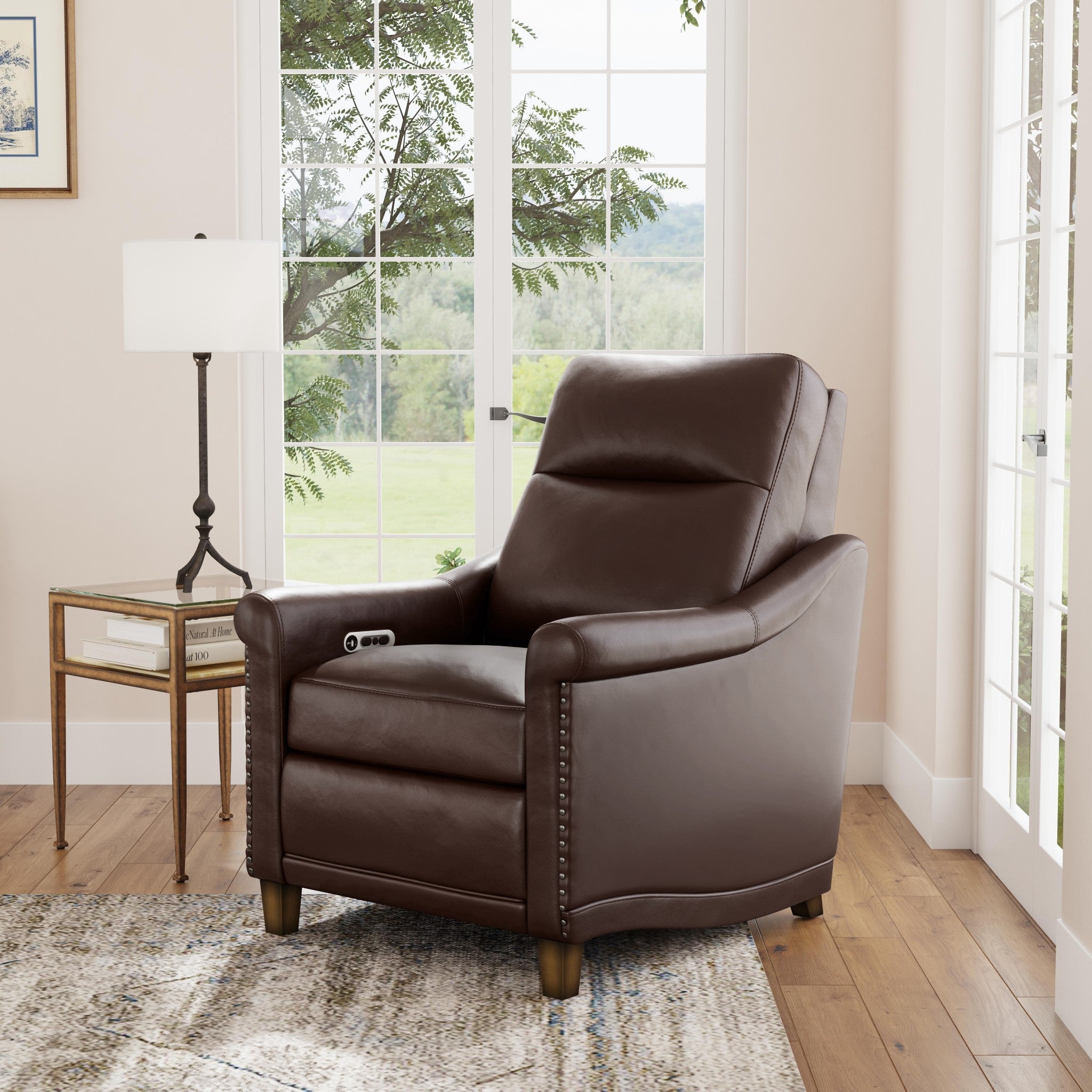 Elizabeth Brunette Leather Power Recliner with Power Headrest