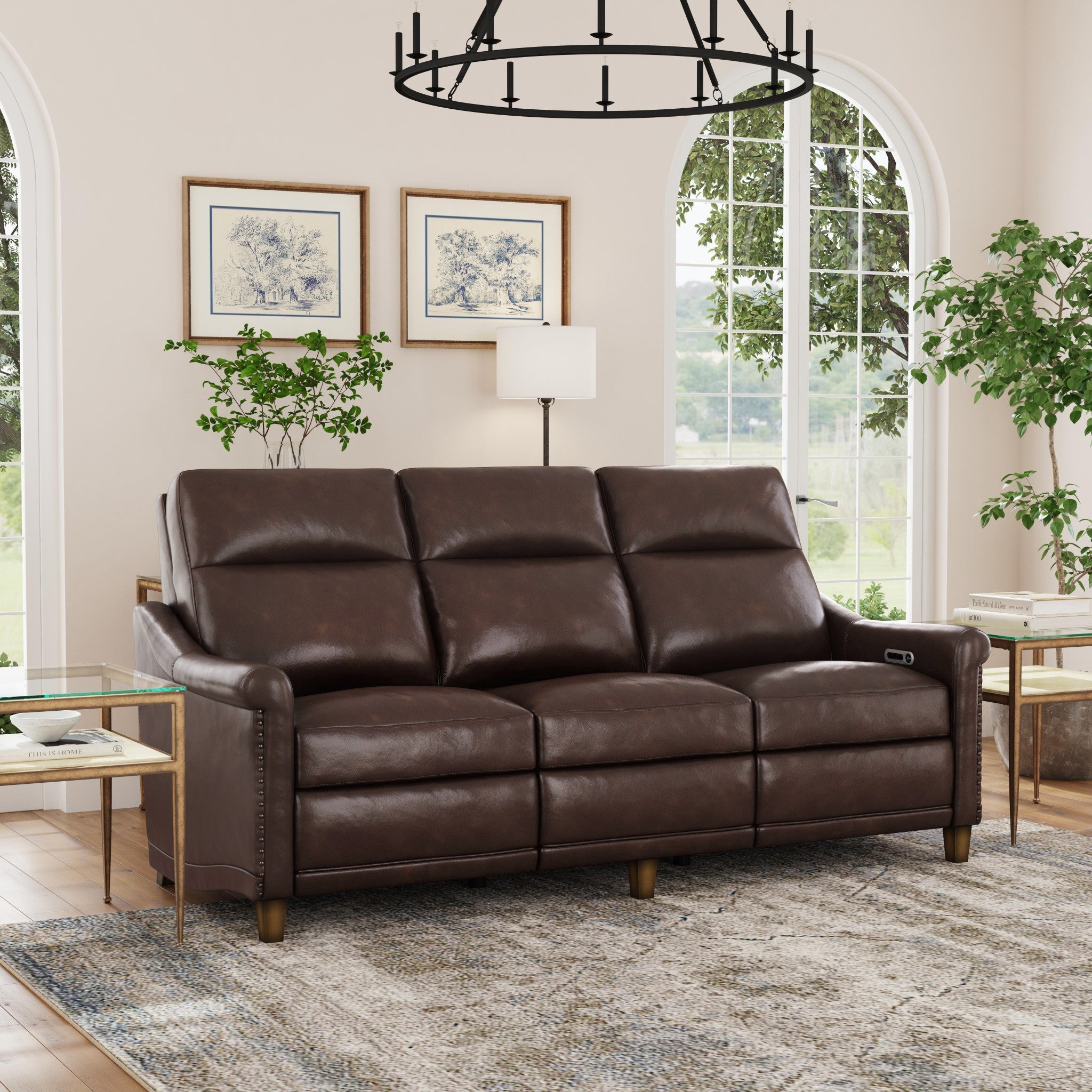 Elizabeth Brunette Leather Power Recliner with Power Headrest