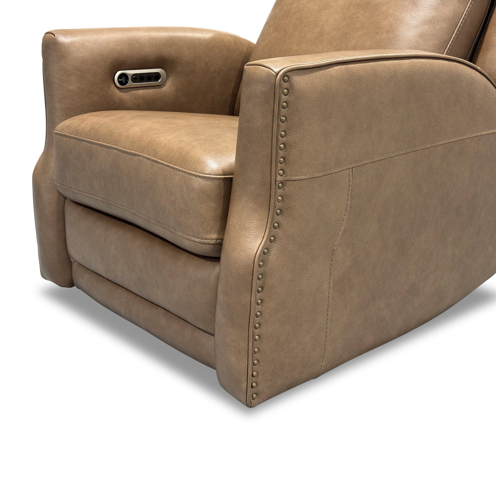 Maxwell Cedar Leather Power Gliding Recliner with Power Headrest and Lumbar