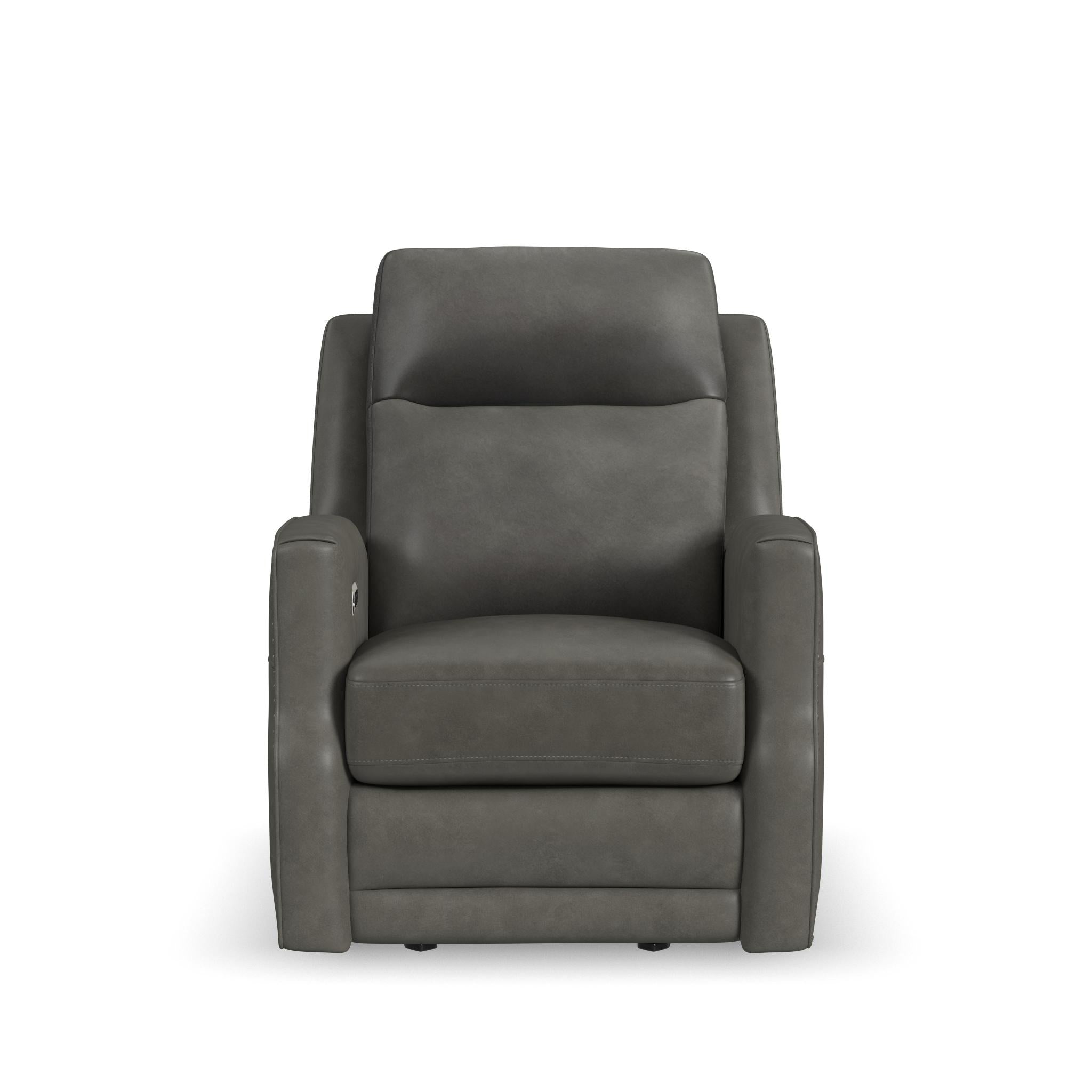 Maxwell Cinder Leather Power Gliding Recliner with Power Headrest and Lumbar