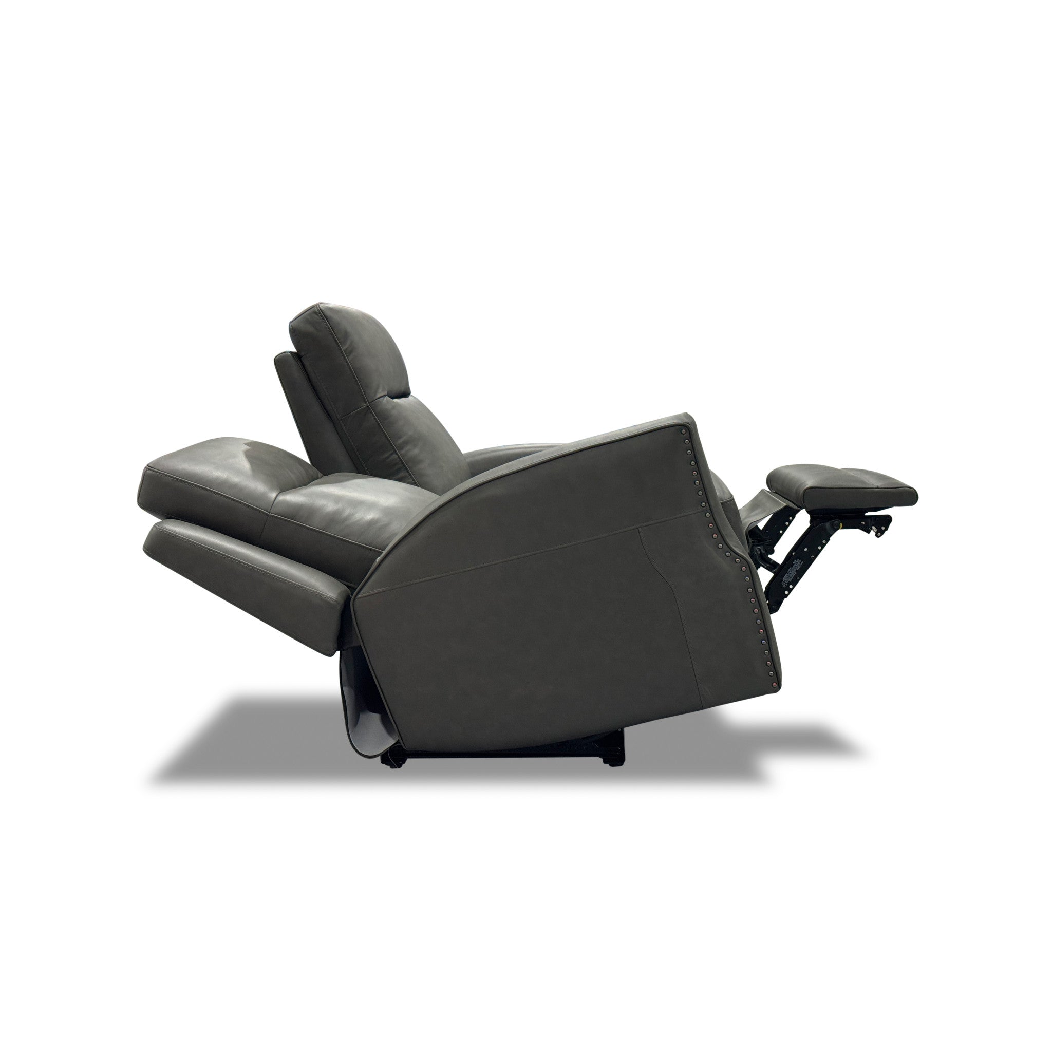 Maxwell Cinder Leather Power Reclining Loveseat with Power Headrests and Lumbar