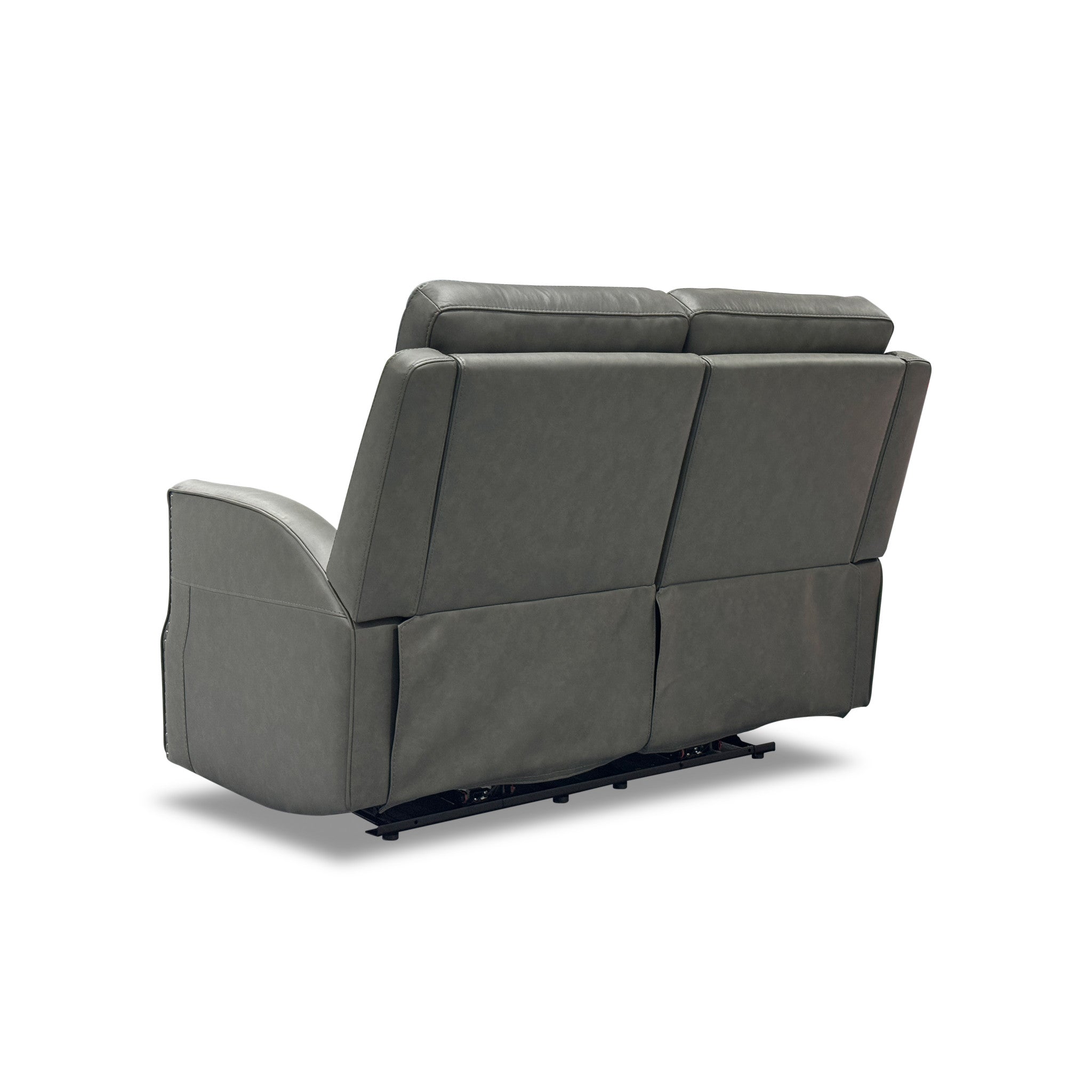 Maxwell Cinder Leather Power Reclining Loveseat with Power Headrests and Lumbar