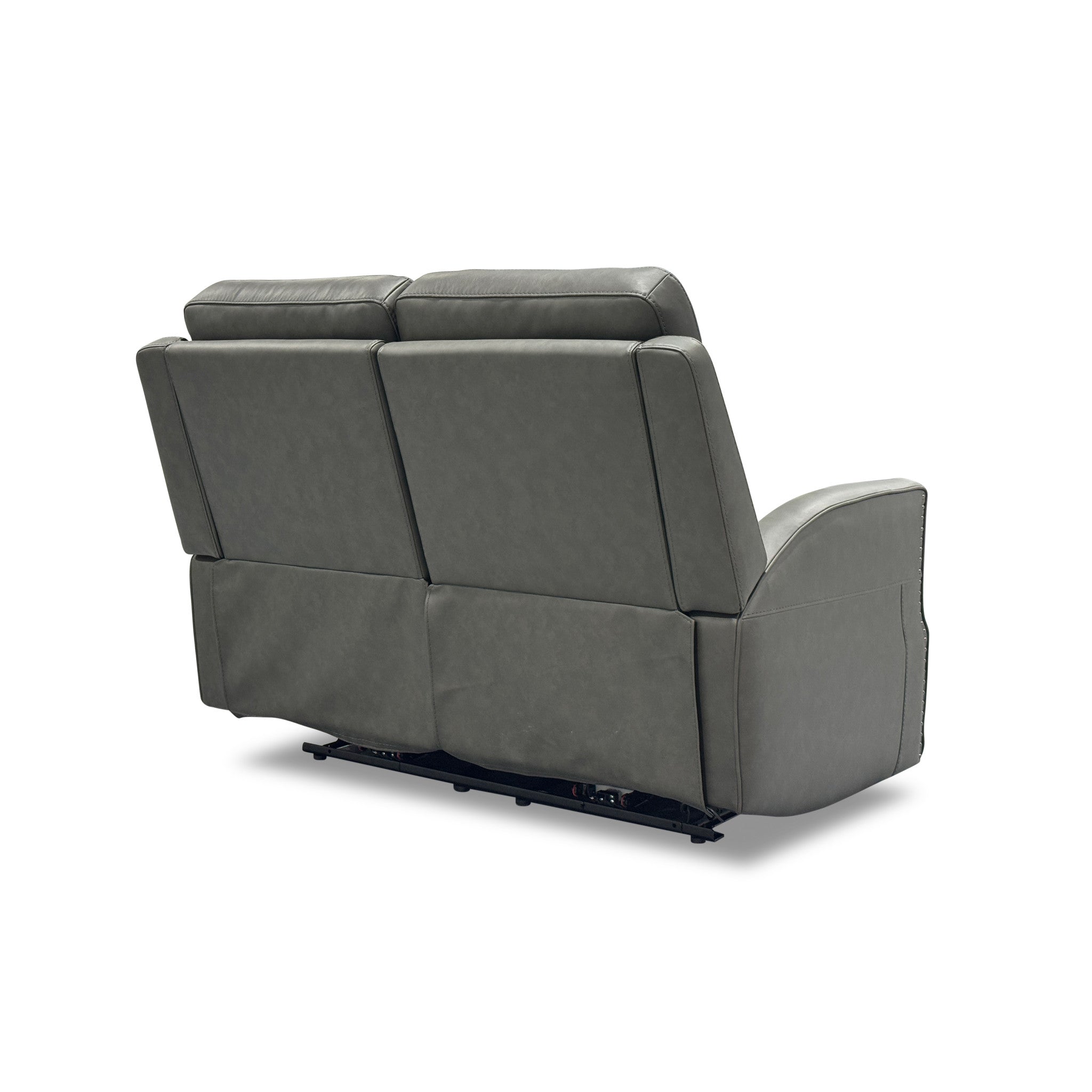 Maxwell Cinder Leather Power Reclining Loveseat with Power Headrests and Lumbar