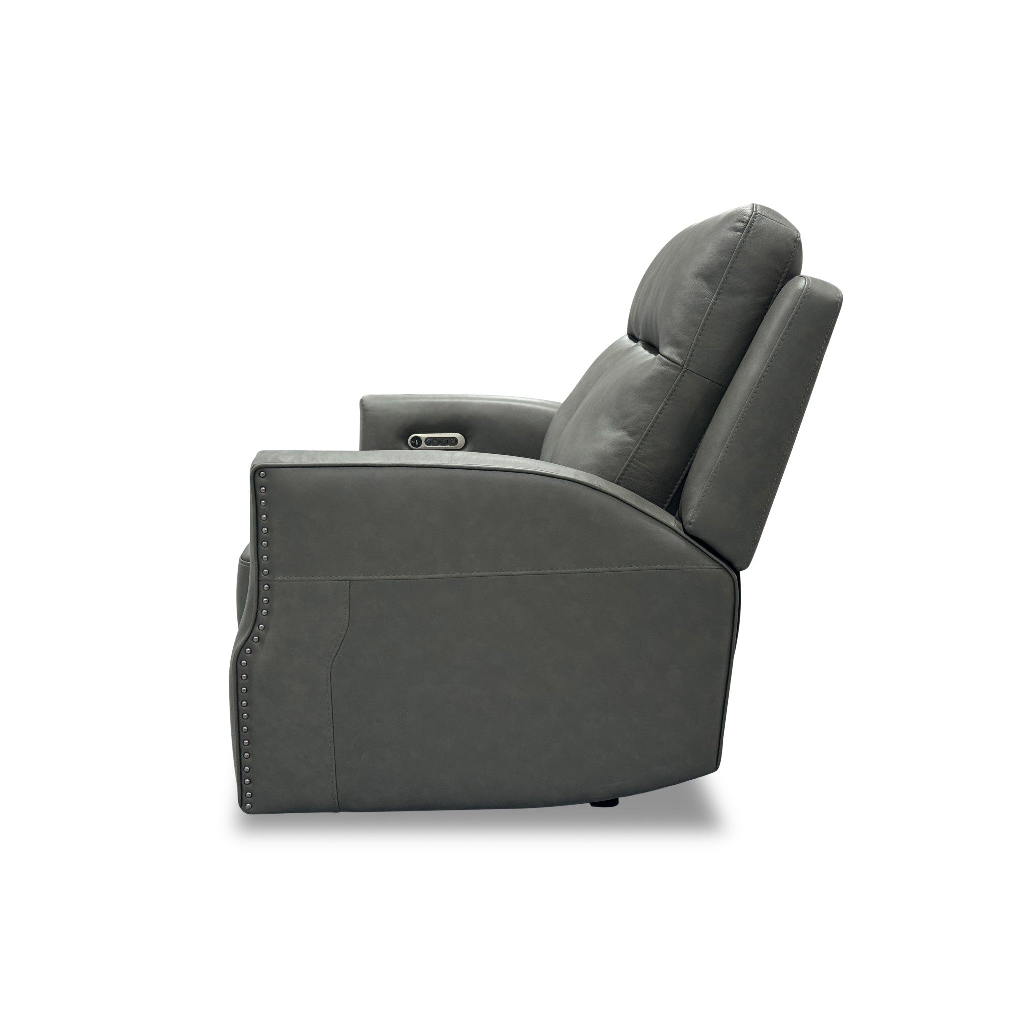 Maxwell Cinder Leather Power Reclining Loveseat with Power Headrests and Lumbar