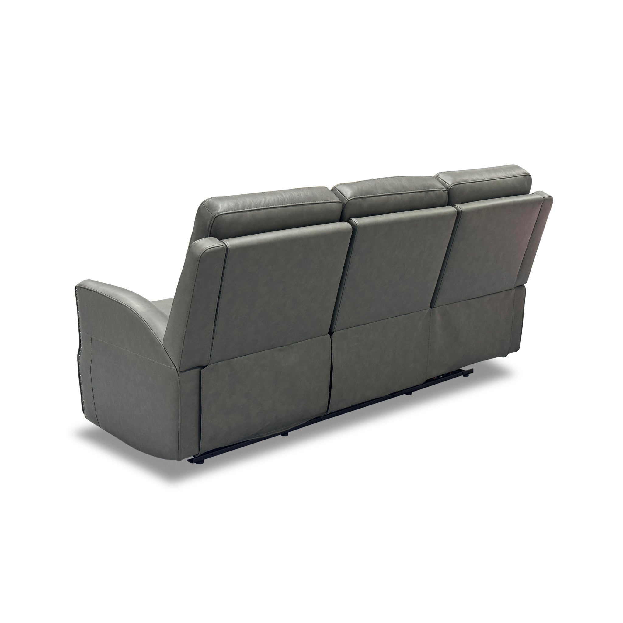 Maxwell Cinder Leather Power Reclining Sofa with Power Headrests and Lumbar