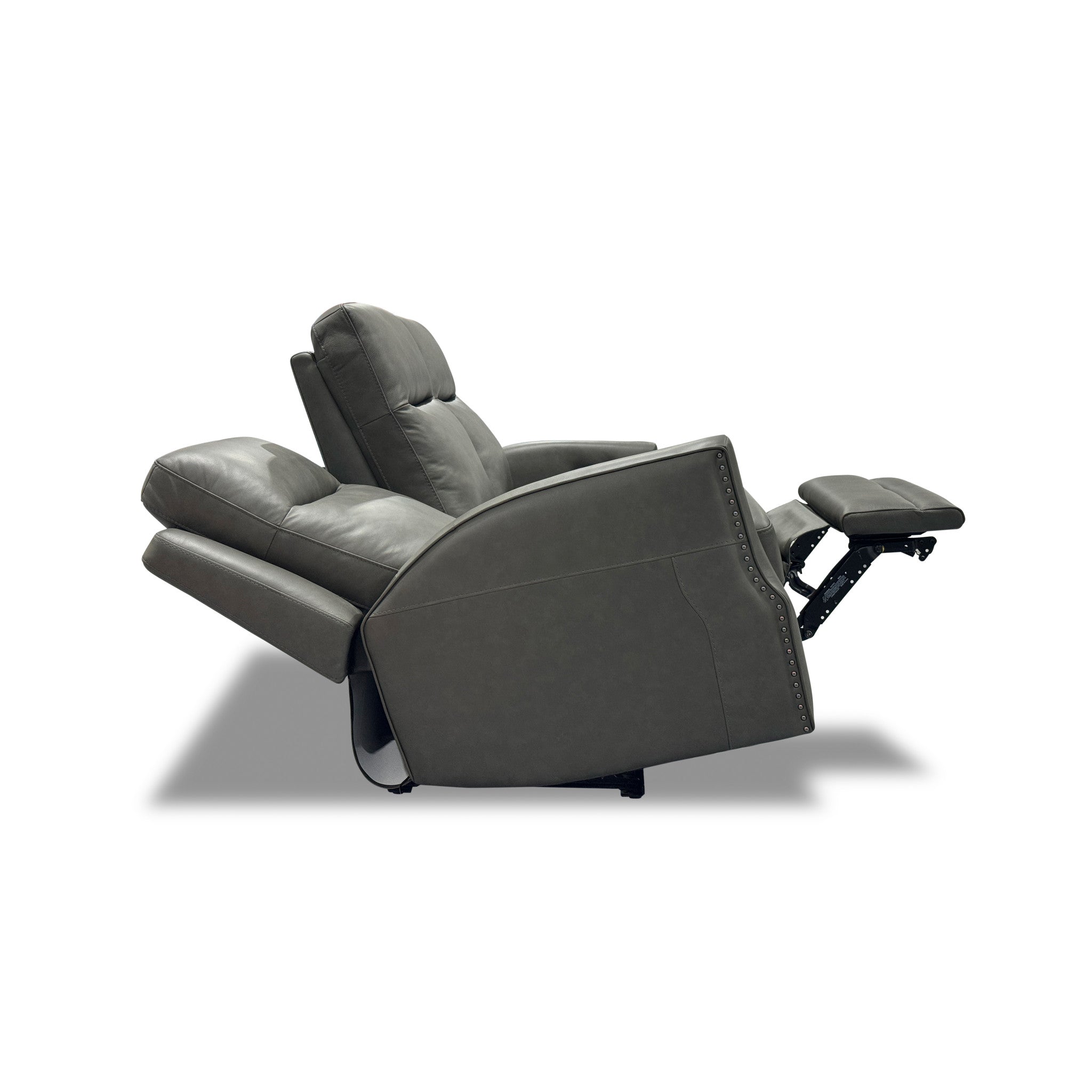 Maxwell Cinder Leather Power Reclining Sofa with Power Headrests and Lumbar