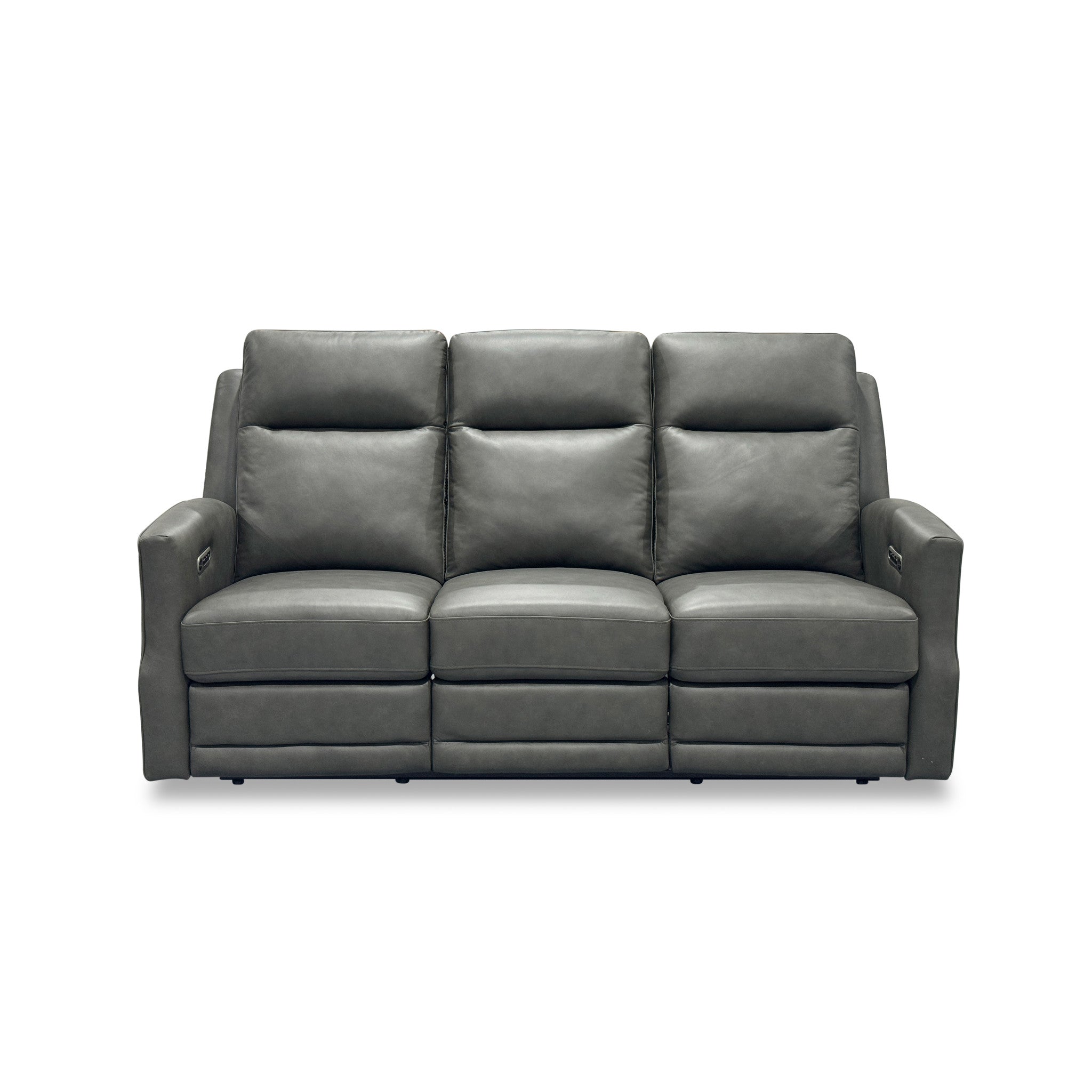 Maxwell Cinder Leather Power Reclining Sofa with Power Headrests and Lumbar