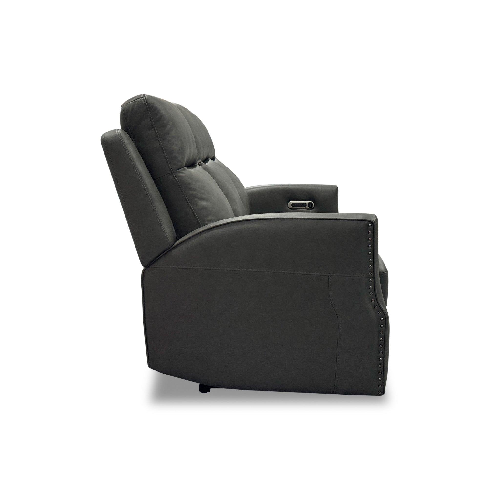 Maxwell Cinder Leather Power Reclining Sofa with Power Headrests and Lumbar