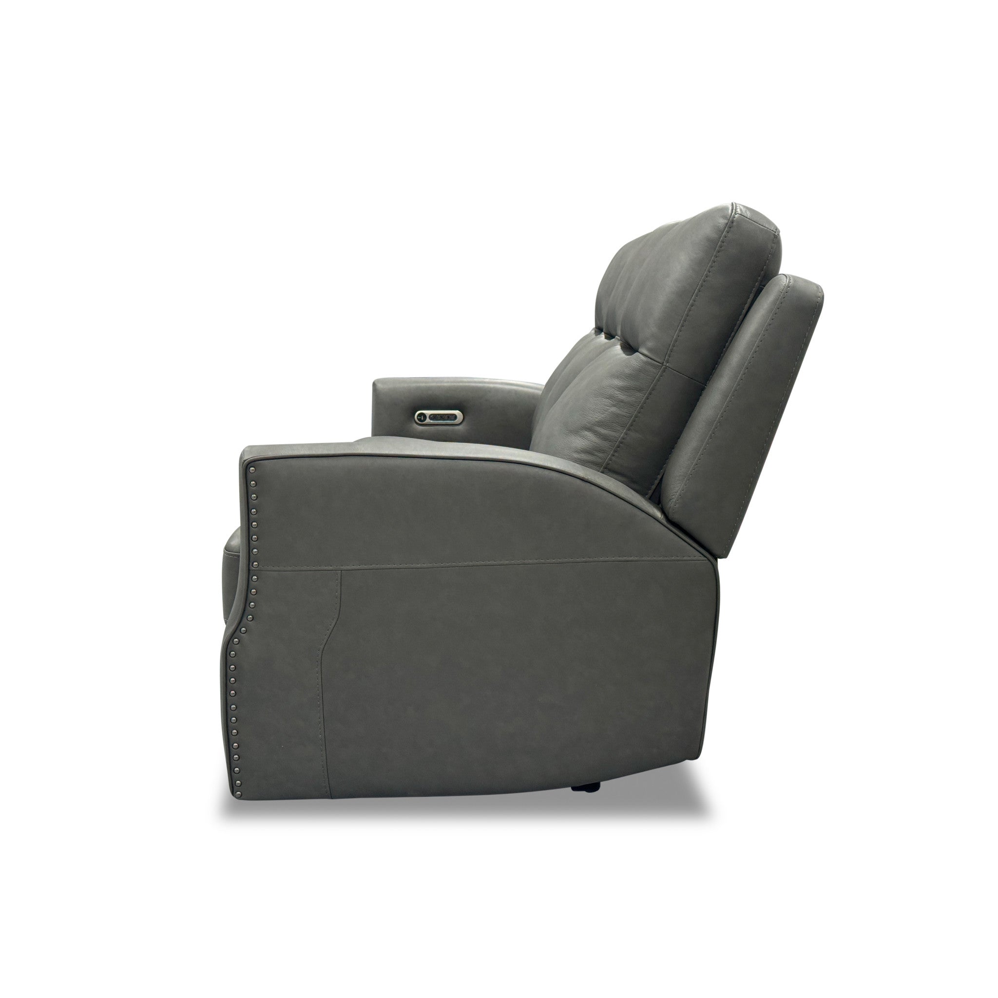 Maxwell Cinder Leather Power Reclining Sofa with Power Headrests and Lumbar