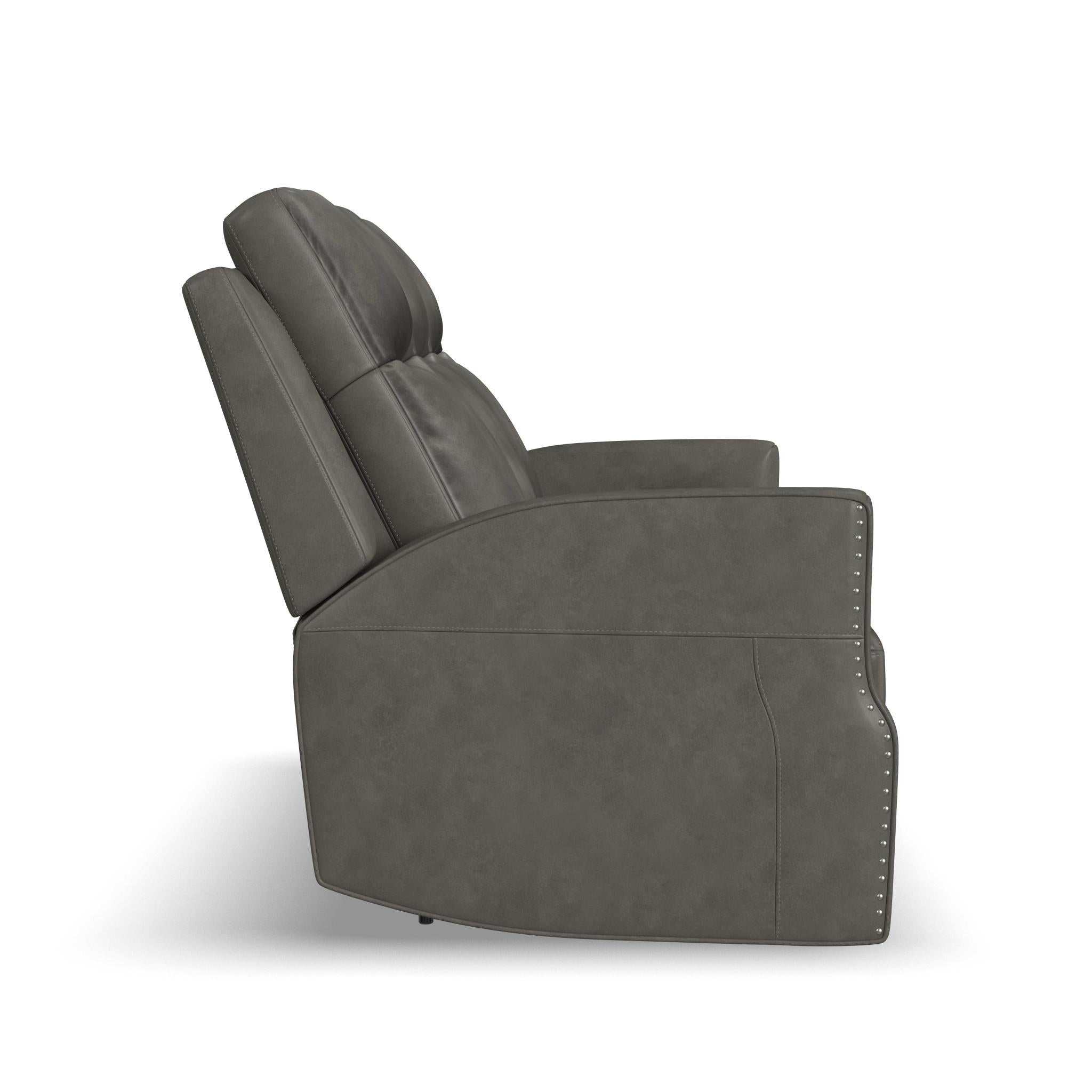 Maxwell Cinder Leather Power Reclining Sofa with Power Headrests and Lumbar