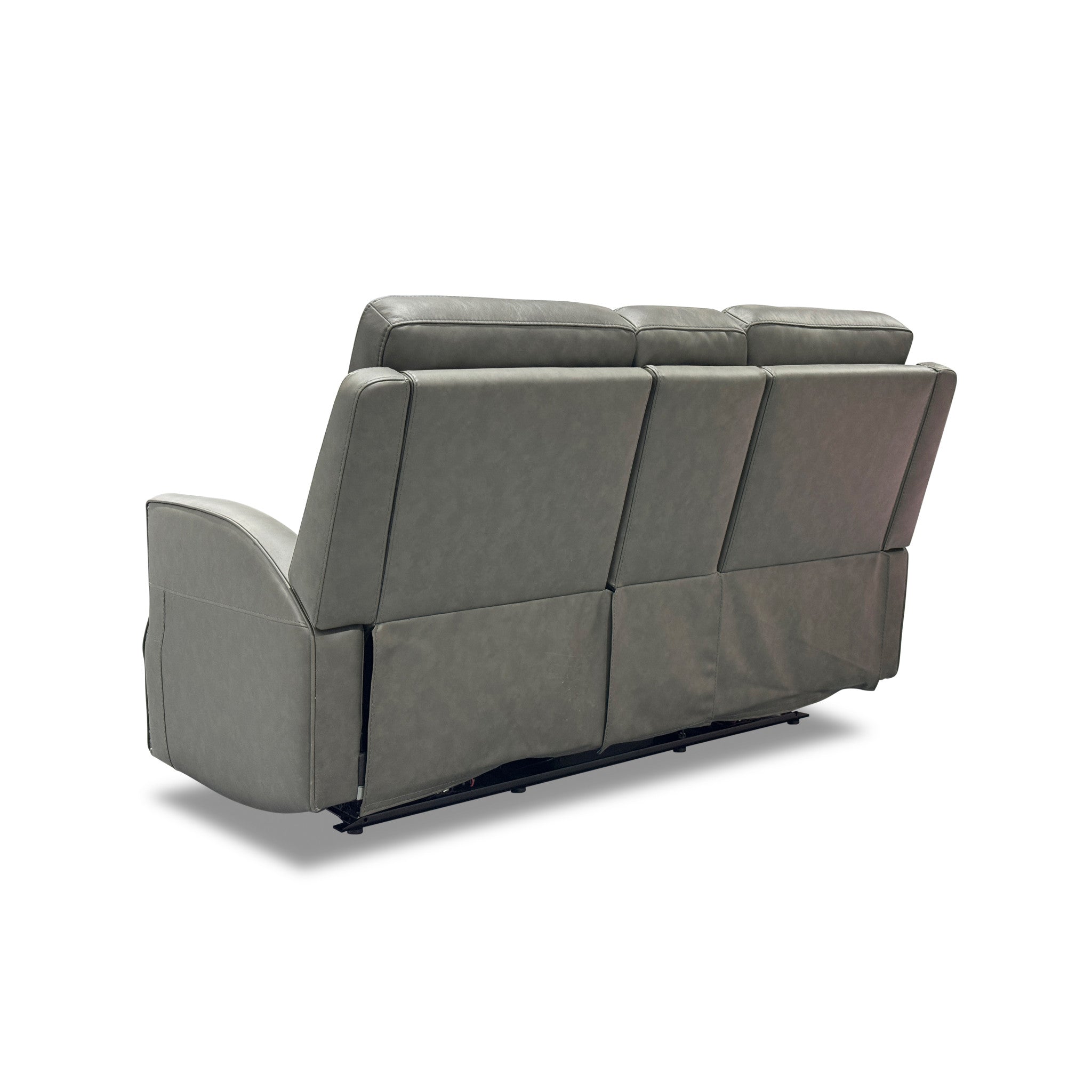 Maxwell Cinder Leather Power Reclining Loveseat with Console, Power Headrests and Lumbar