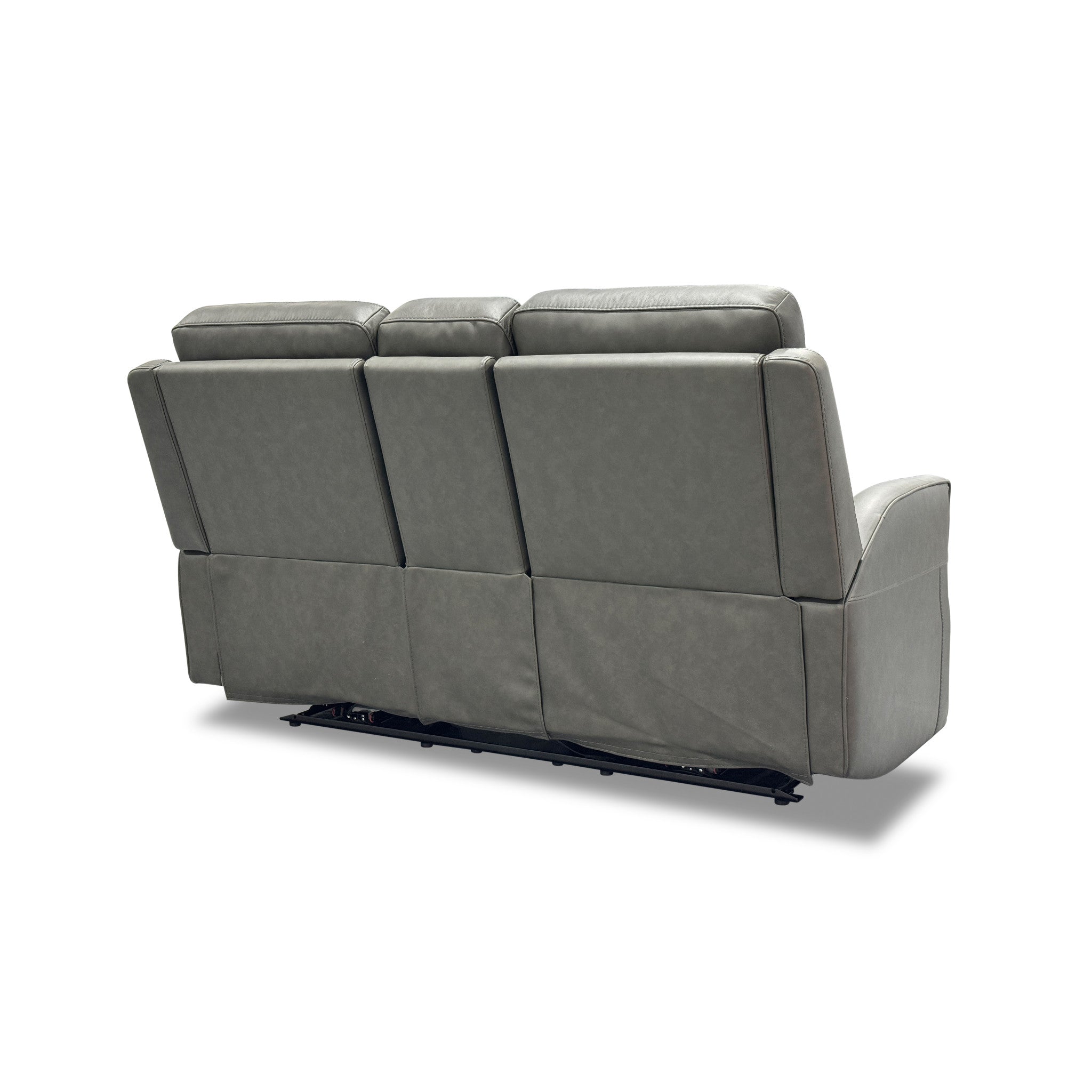 Maxwell Cinder Leather Power Reclining Loveseat with Console, Power Headrests and Lumbar