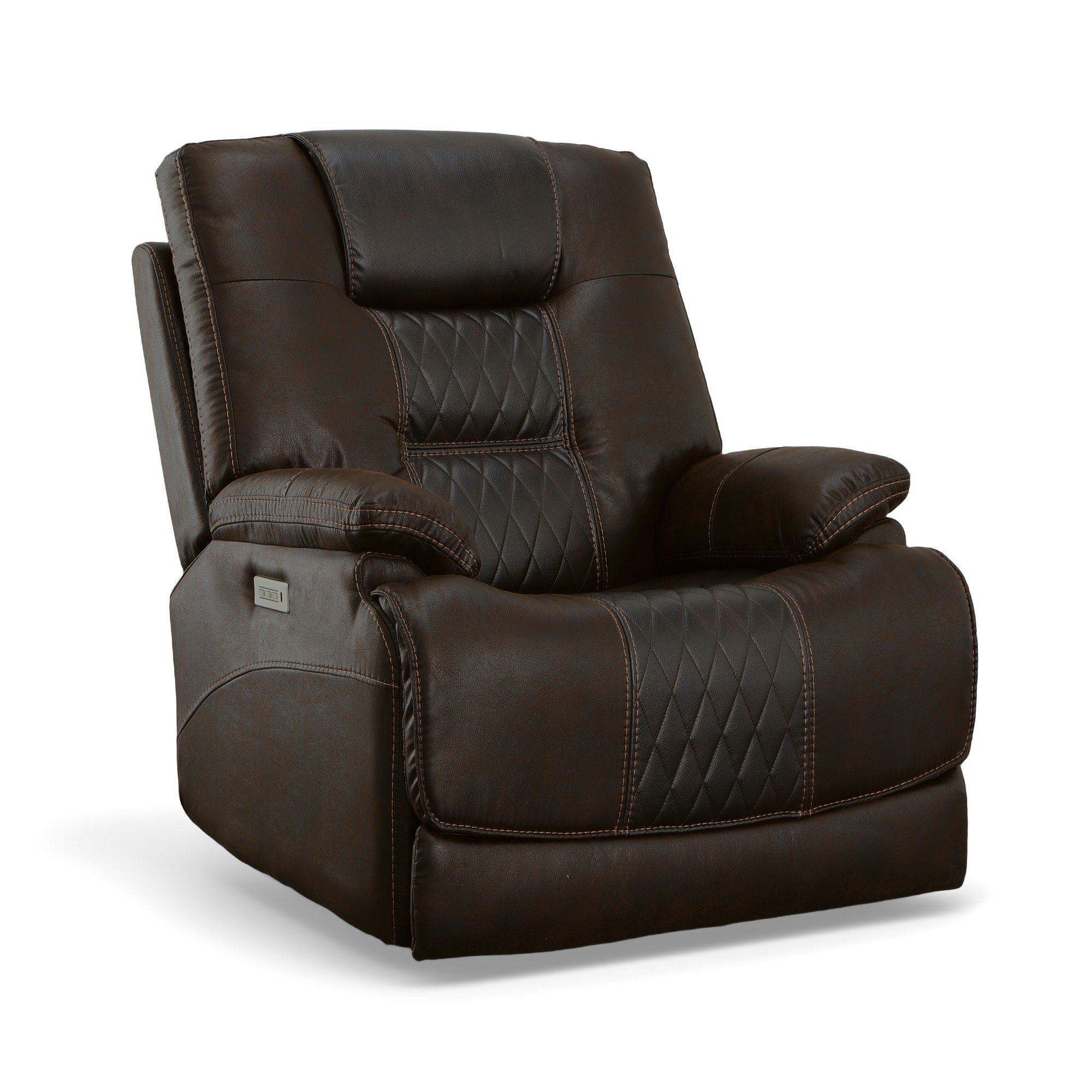 Dakota Peppercorn Fabric Power Recliner with Power Headrest