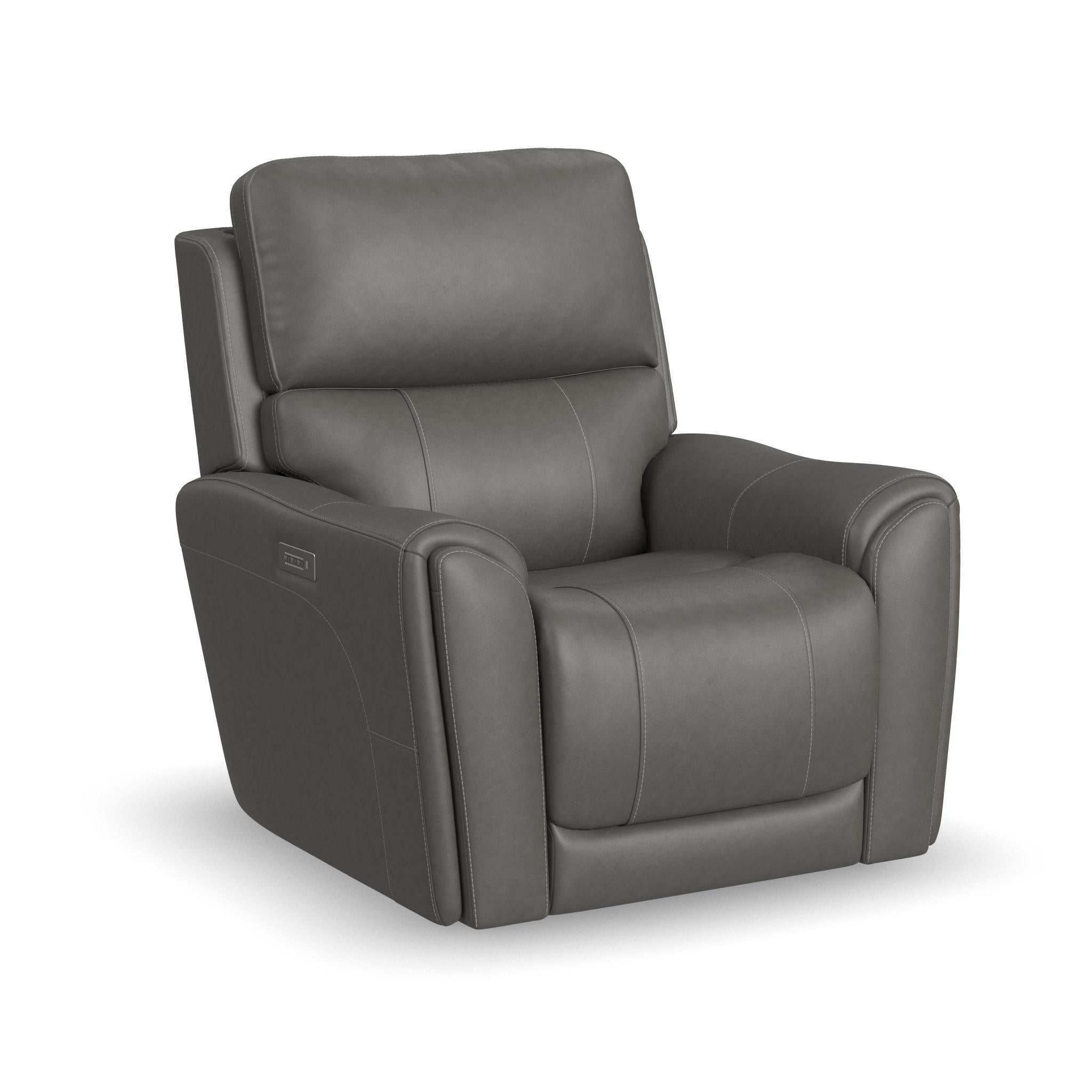 Carter Smoke Fabric Power Recliner with Power Headrest & Lumbar