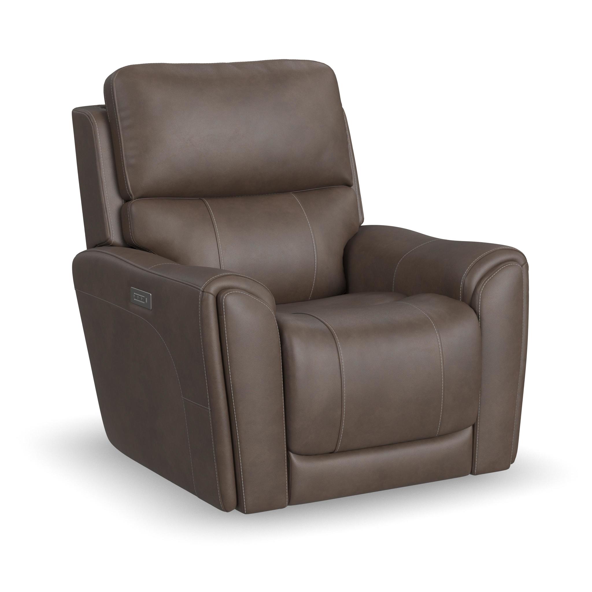 Carter Cappuccino Fabric Power Recliner with Power Headrest & Lumbar