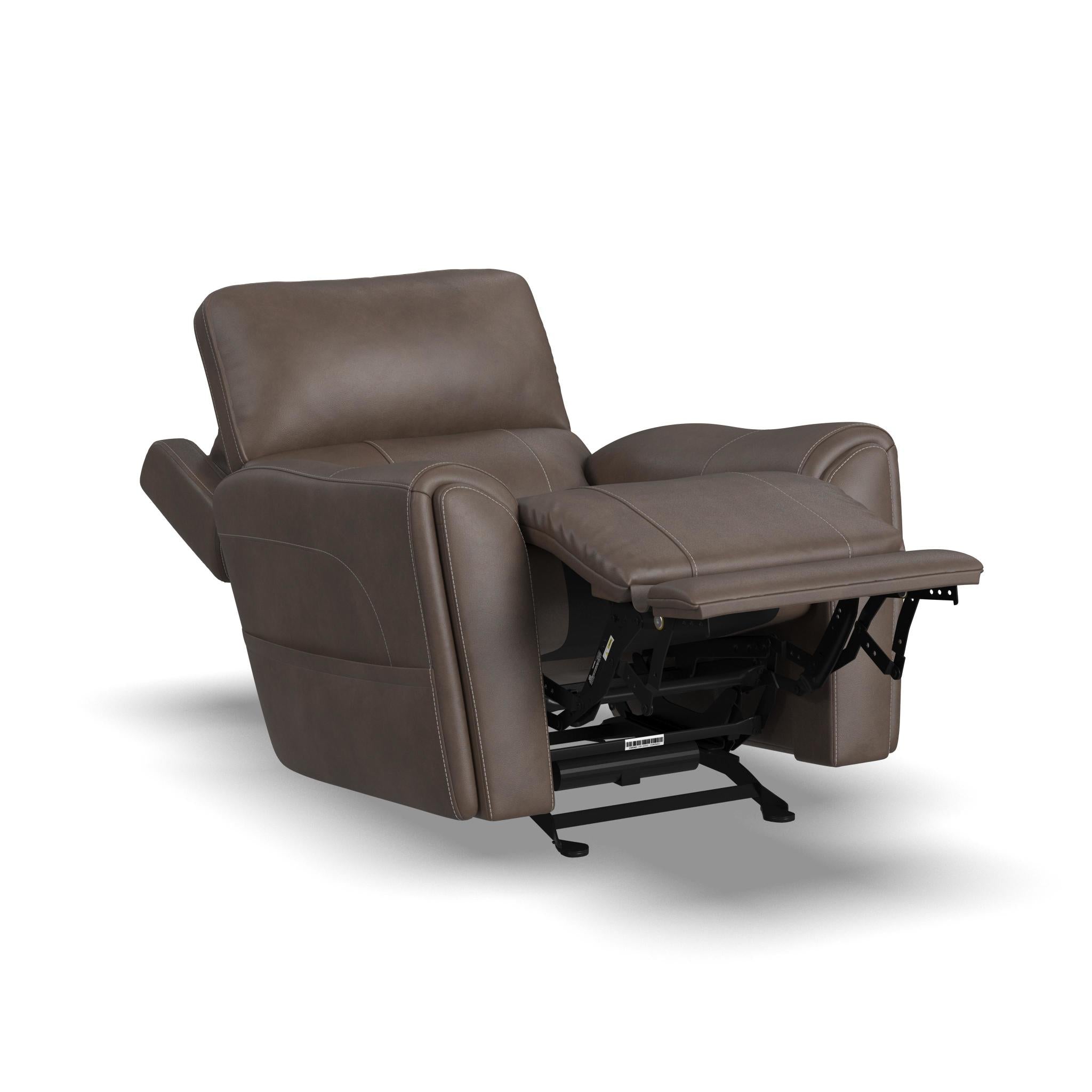 Carter Cappuccino Fabric Power Rocking Recliner with Power Headrest, Lumbar, Heat & Massage