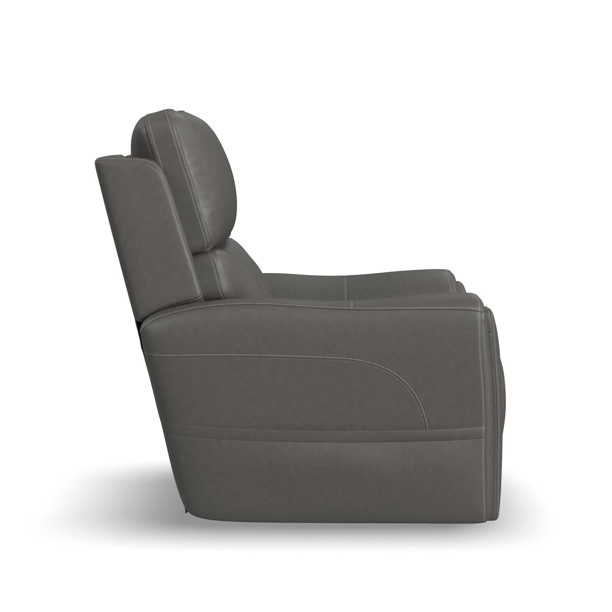 Carter Smoke Fabric Power Lift Recliner with Power Headrest, Lumbar, Heat & Massage