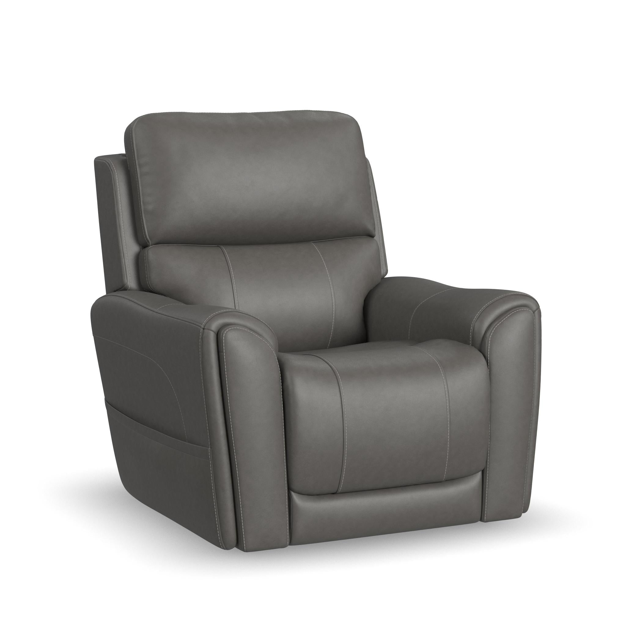 Carter Smoke Fabric Power Lift Recliner with Power Headrest, Lumbar, Heat & Massage