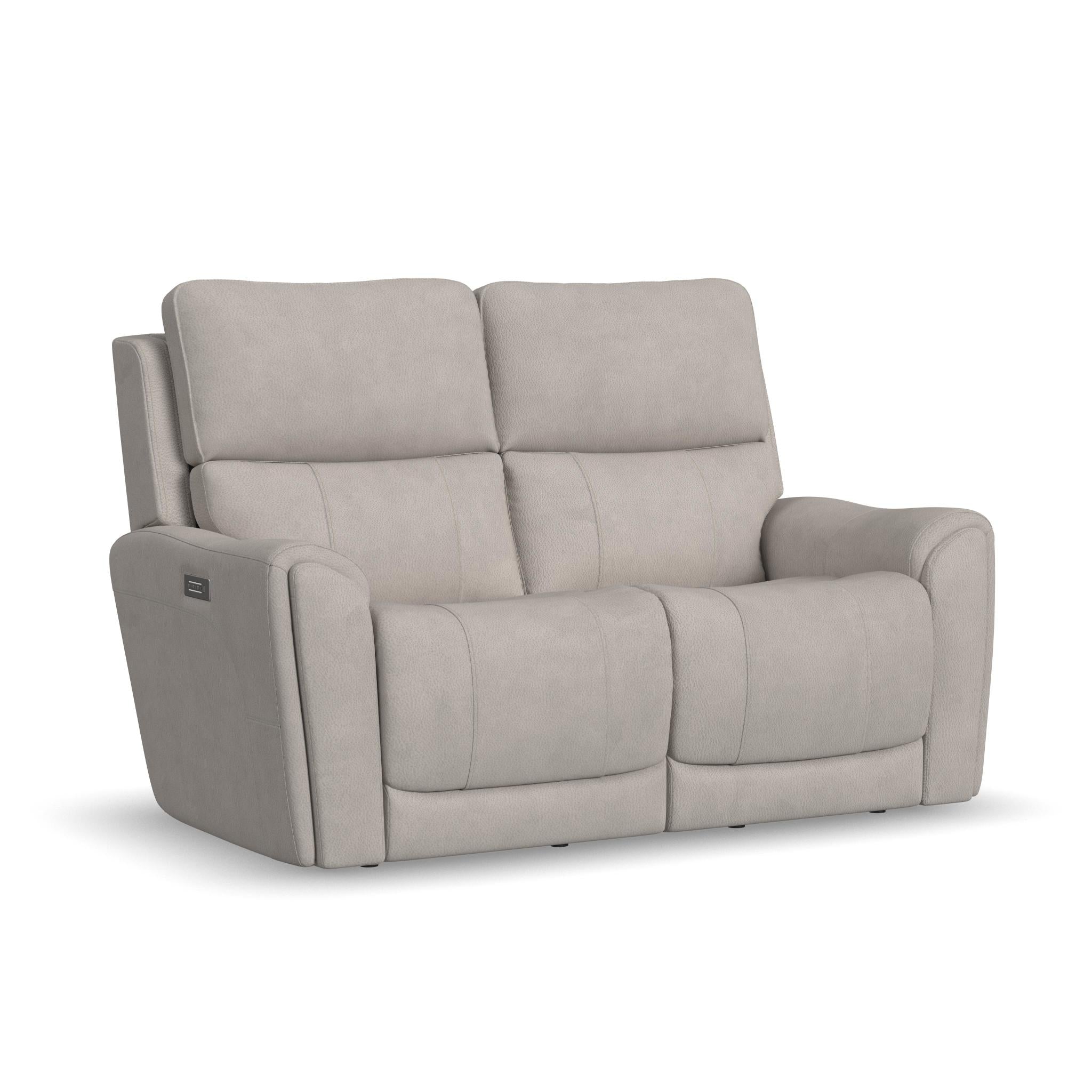 Carter Dove Fabric Power Reclining Loveseat with Power Headrests & Lumbar