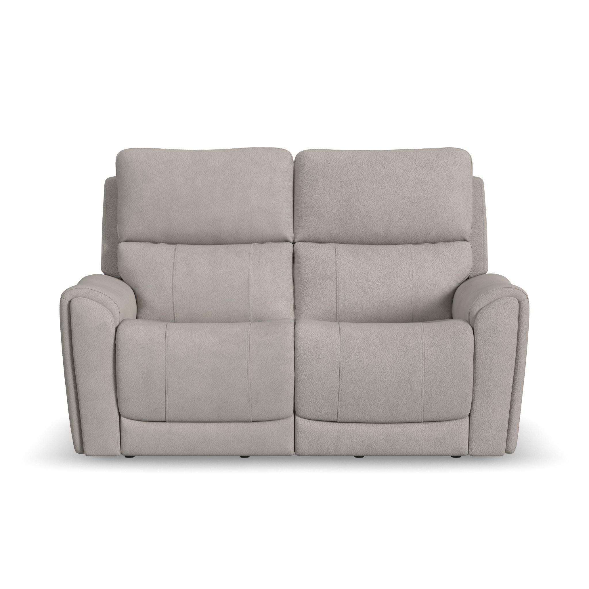 Carter Dove Fabric Power Reclining Loveseat with Power Headrests & Lumbar