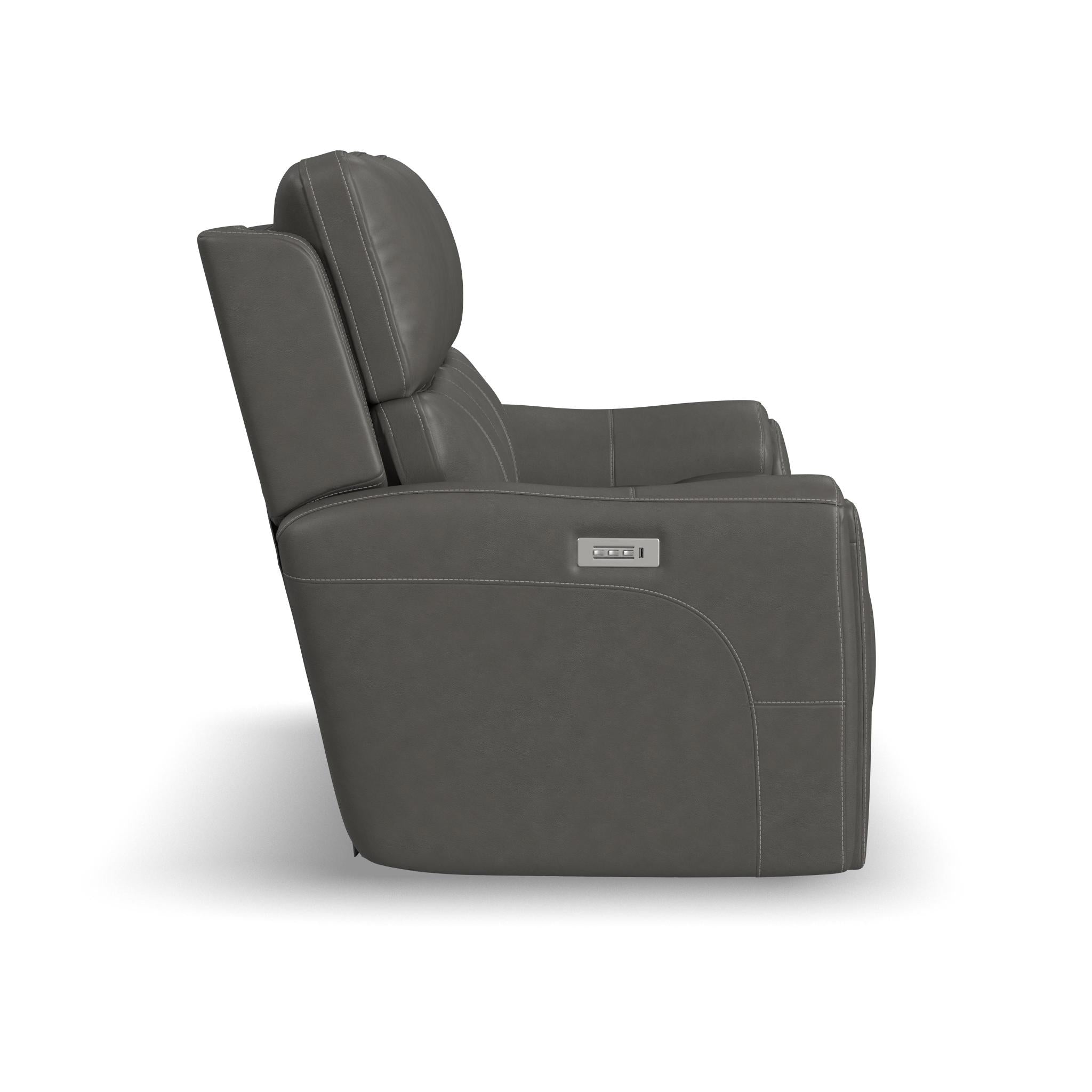 Carter Smoke Fabric Power Reclining Loveseat with Power Headrests & Lumbar