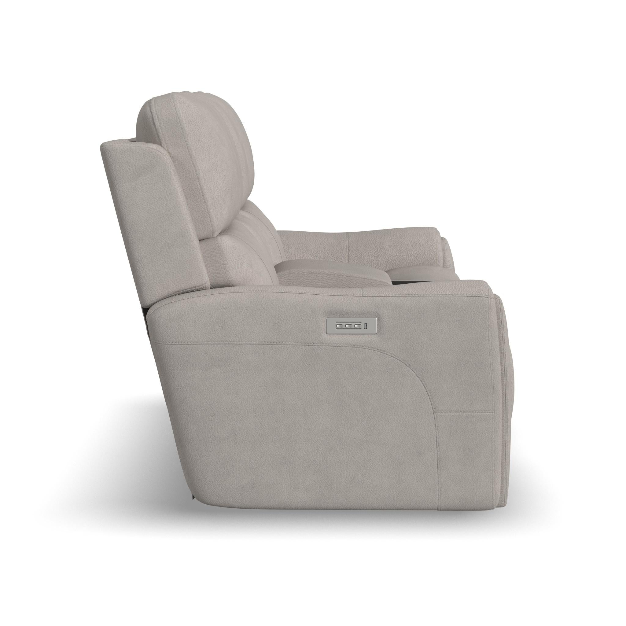 Carter Dove Fabric Power Reclining Loveseat with Console & Power Headrests & Lumbar