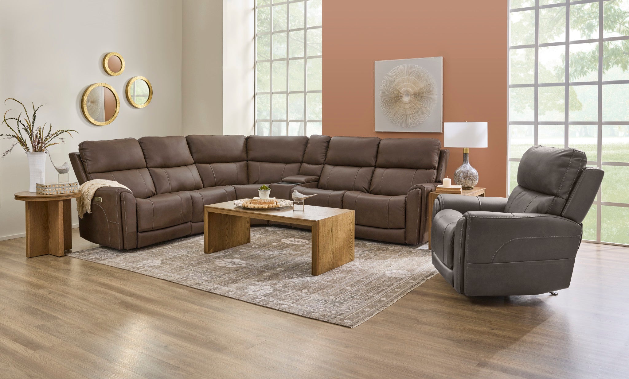 Carter Fabric Power Reclining Sectional with Power Headrests & Lumbar