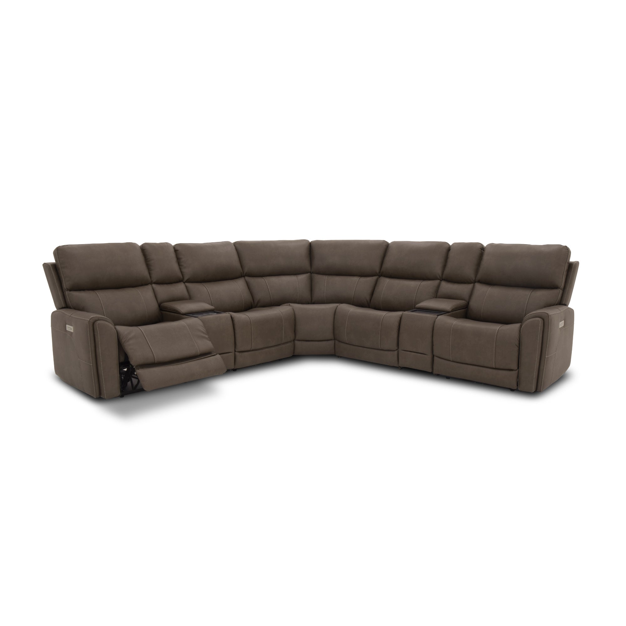 Carter Fabric Power Reclining Sectional with Power Headrests & Lumbar