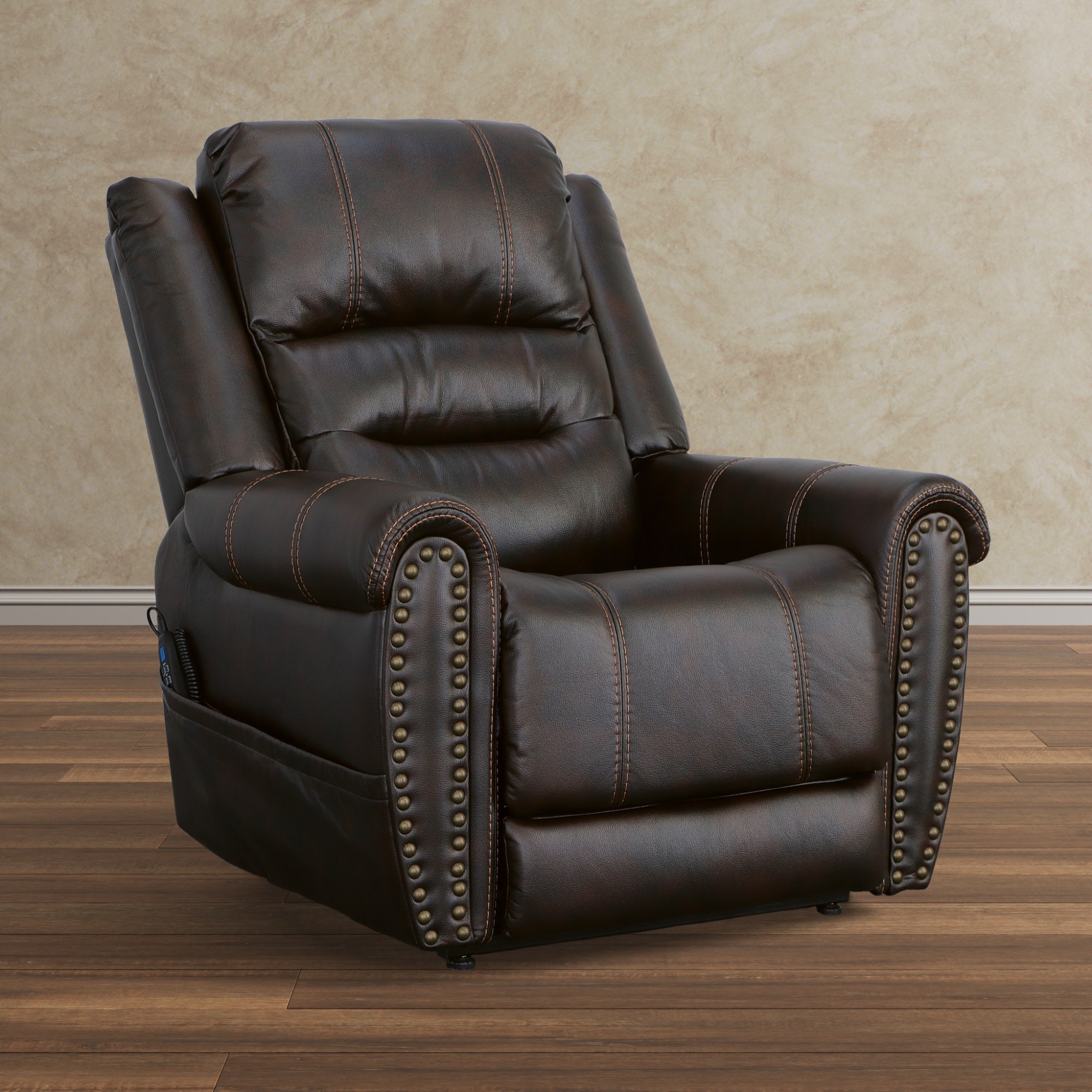 Oscar Molasses Fabric Power Lift Recliner with Right-Hand Control & Power Headrest