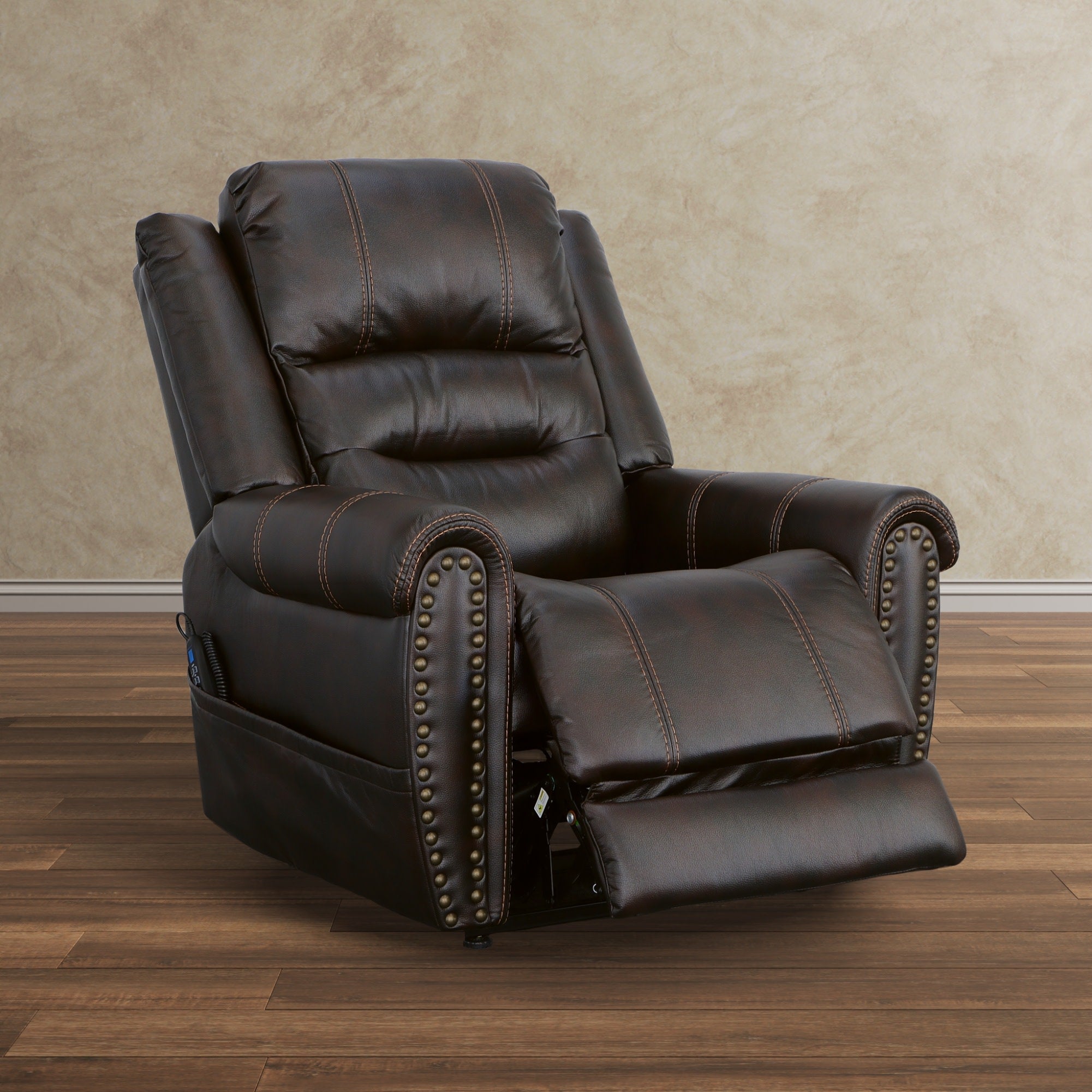 Oscar Molasses Fabric Power Lift Recliner with Right-Hand Control & Power Headrest