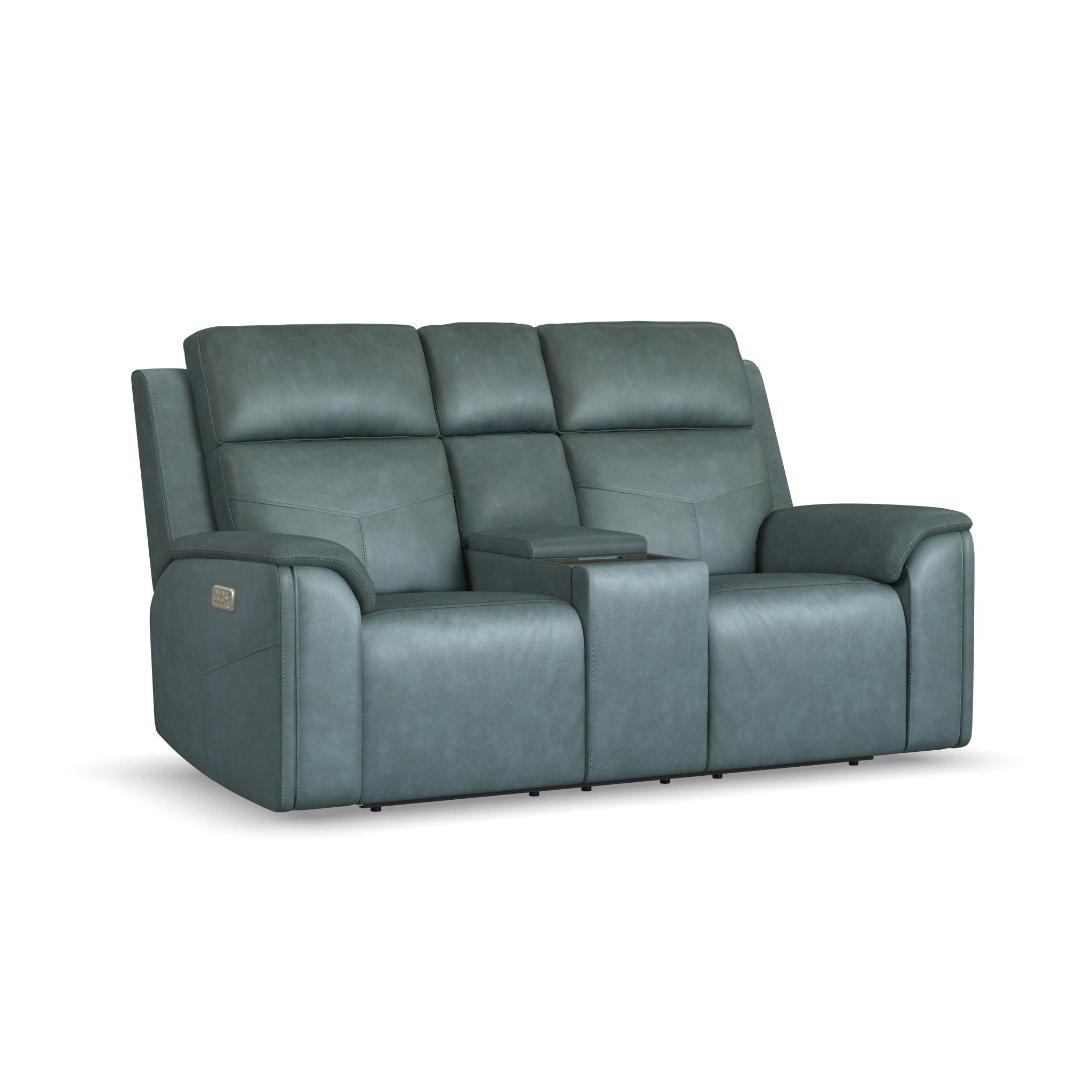 Vernon Admiral Fabric Power Reclining Loveseat with Console, Power Headrests, Lumbar, Heat & Massage