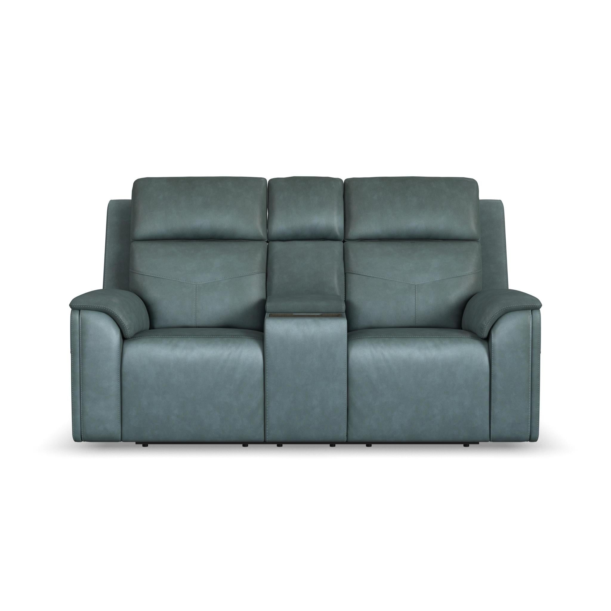 Vernon Admiral Fabric Power Reclining Loveseat with Console, Power Headrests, Lumbar, Heat & Massage