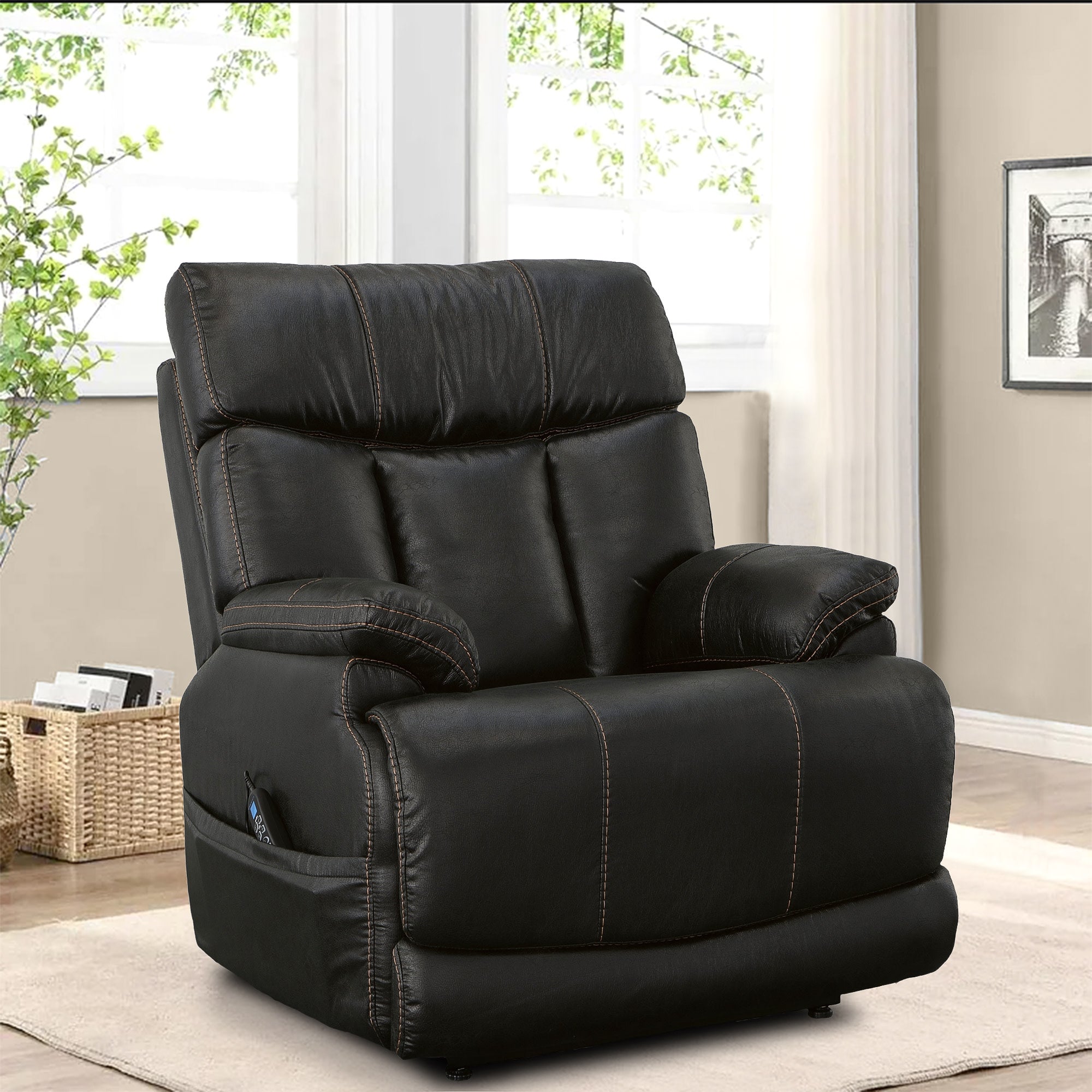 Clive Peppercorn Fabric Power Lift Recliner with Power Headrest & Lumbar