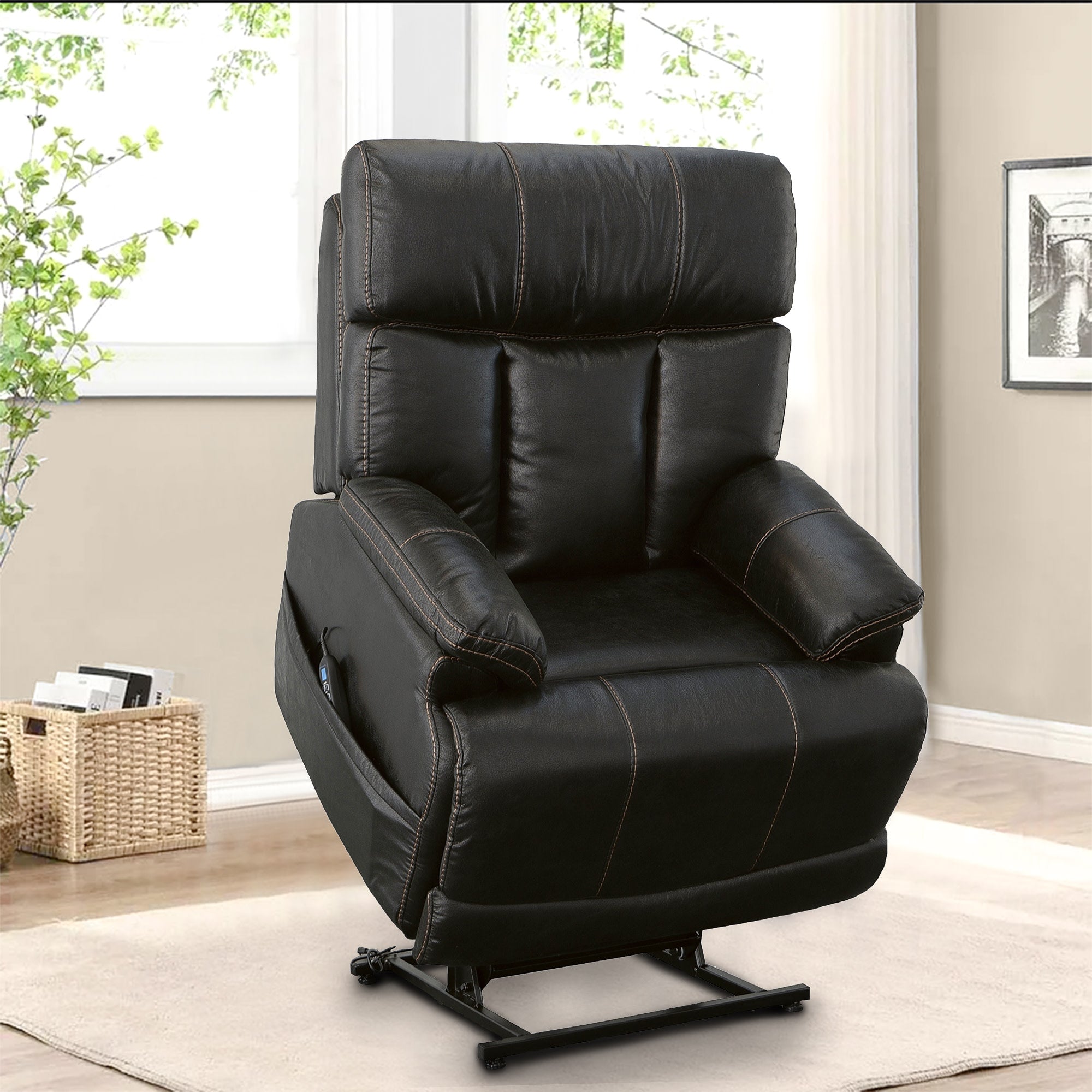 Clive Peppercorn Fabric Power Lift Recliner with Power Headrest & Lumbar