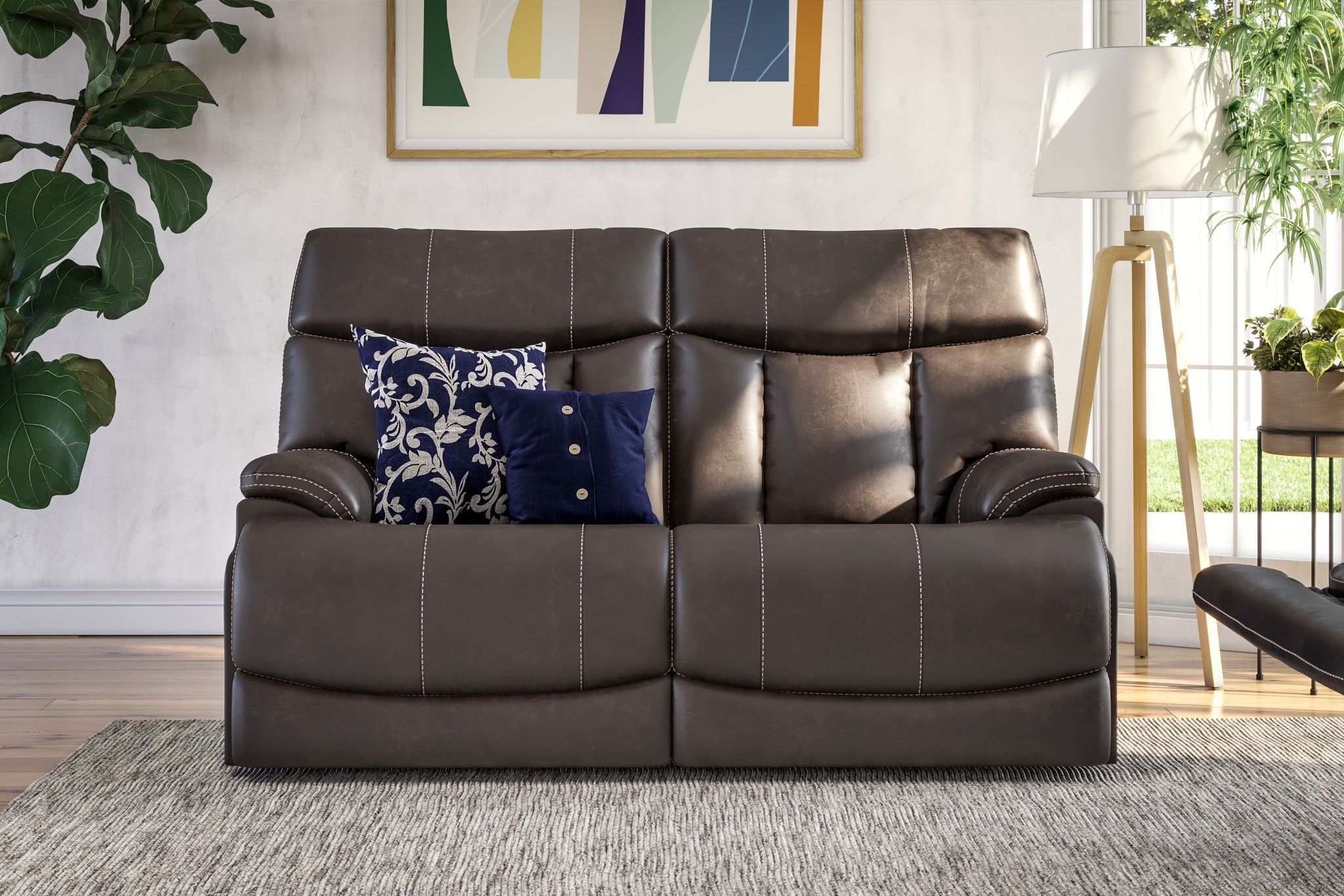 Clive Clove Fabric Power Reclining Loveseat with Power Headrests & Lumbar