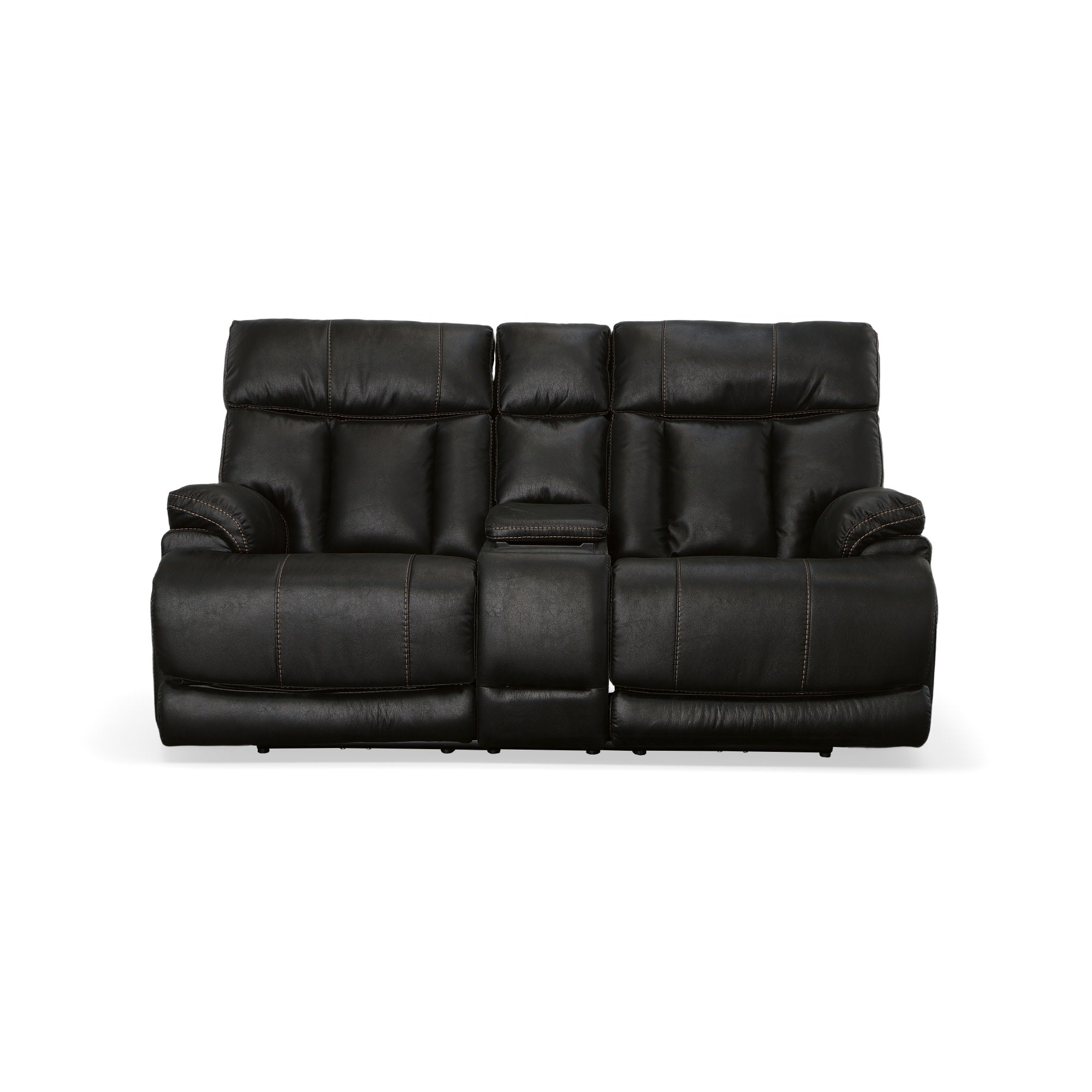 Clive Peppercorn Fabric Power Reclining Loveseat with Console, Power Headrests & Lumbar