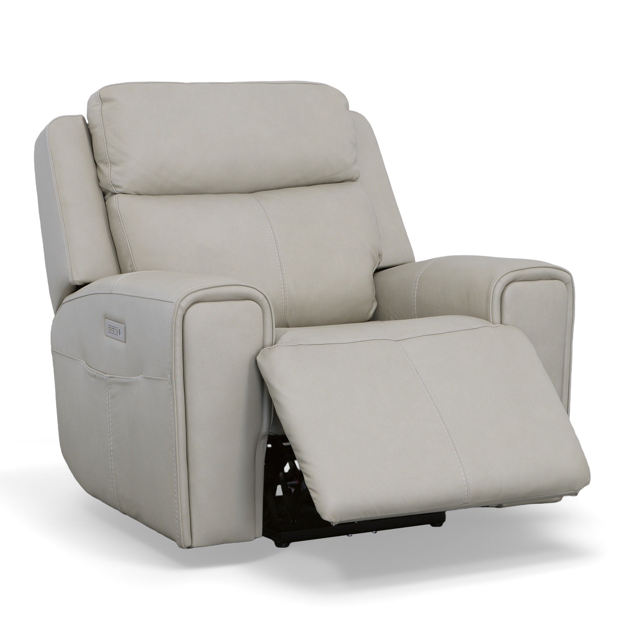 Barnett Leather Power Recliner with Power Headrest & Lumbar