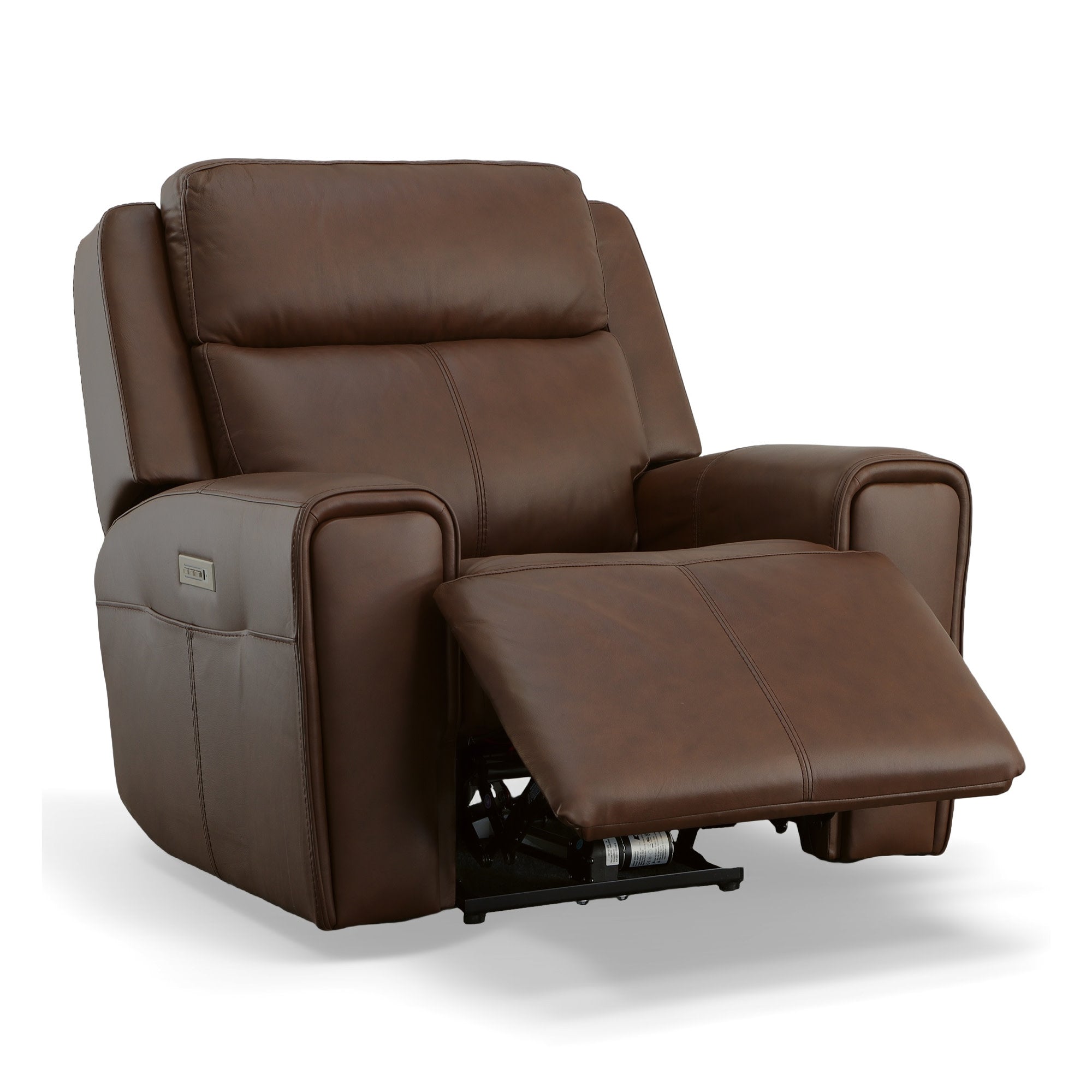 Barnett Leather Power Recliner with Power Headrest & Lumbar