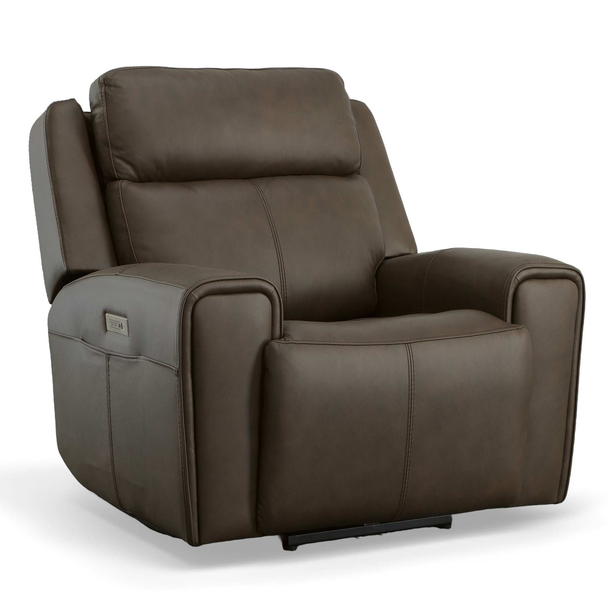 Barnett Leather Power Recliner with Power Headrest & Lumbar