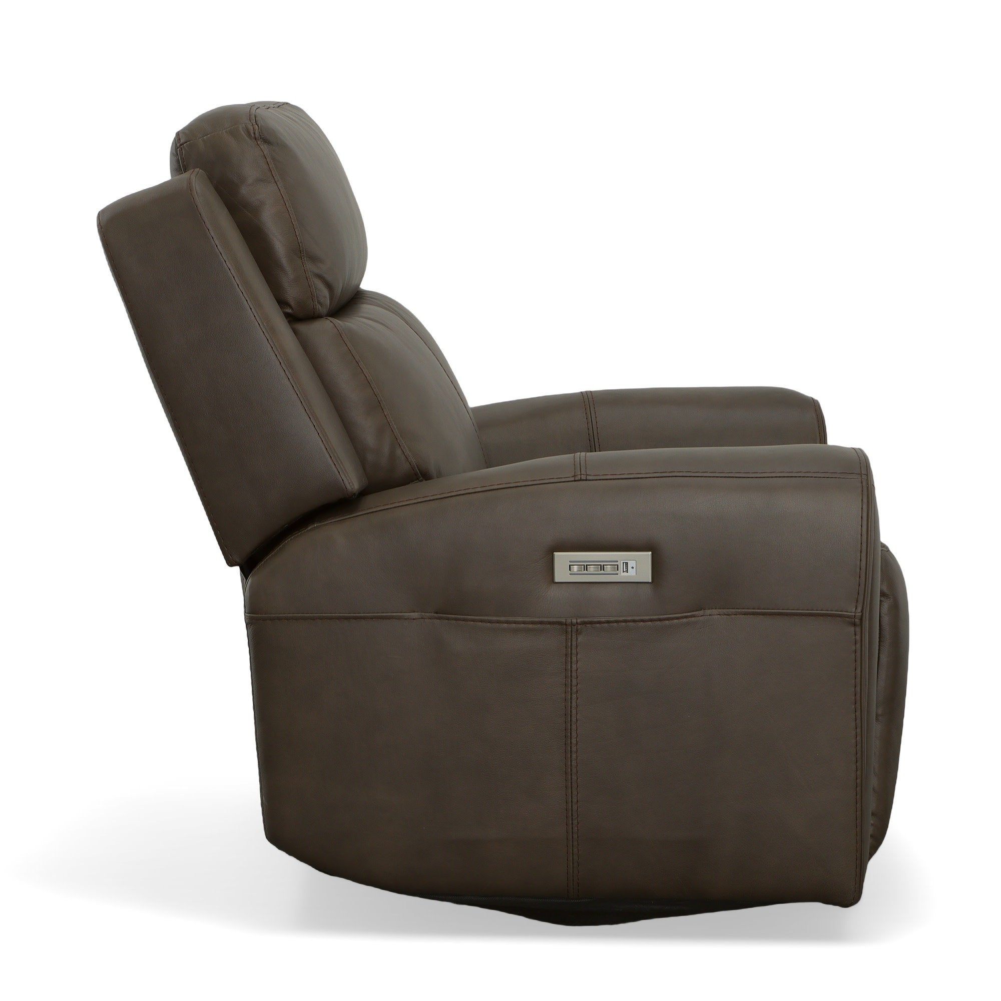 Barnett Leather Power Recliner with Power Headrest & Lumbar