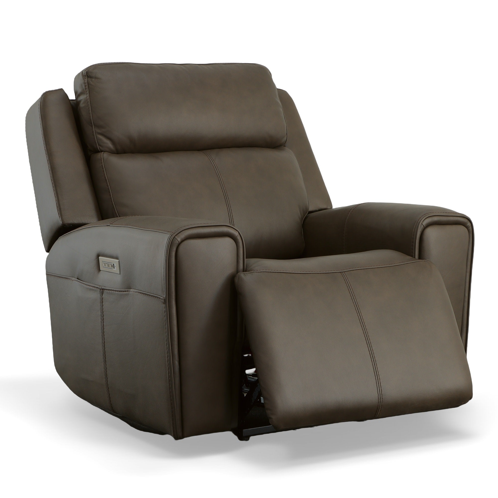 Barnett Leather Power Recliner with Power Headrest & Lumbar