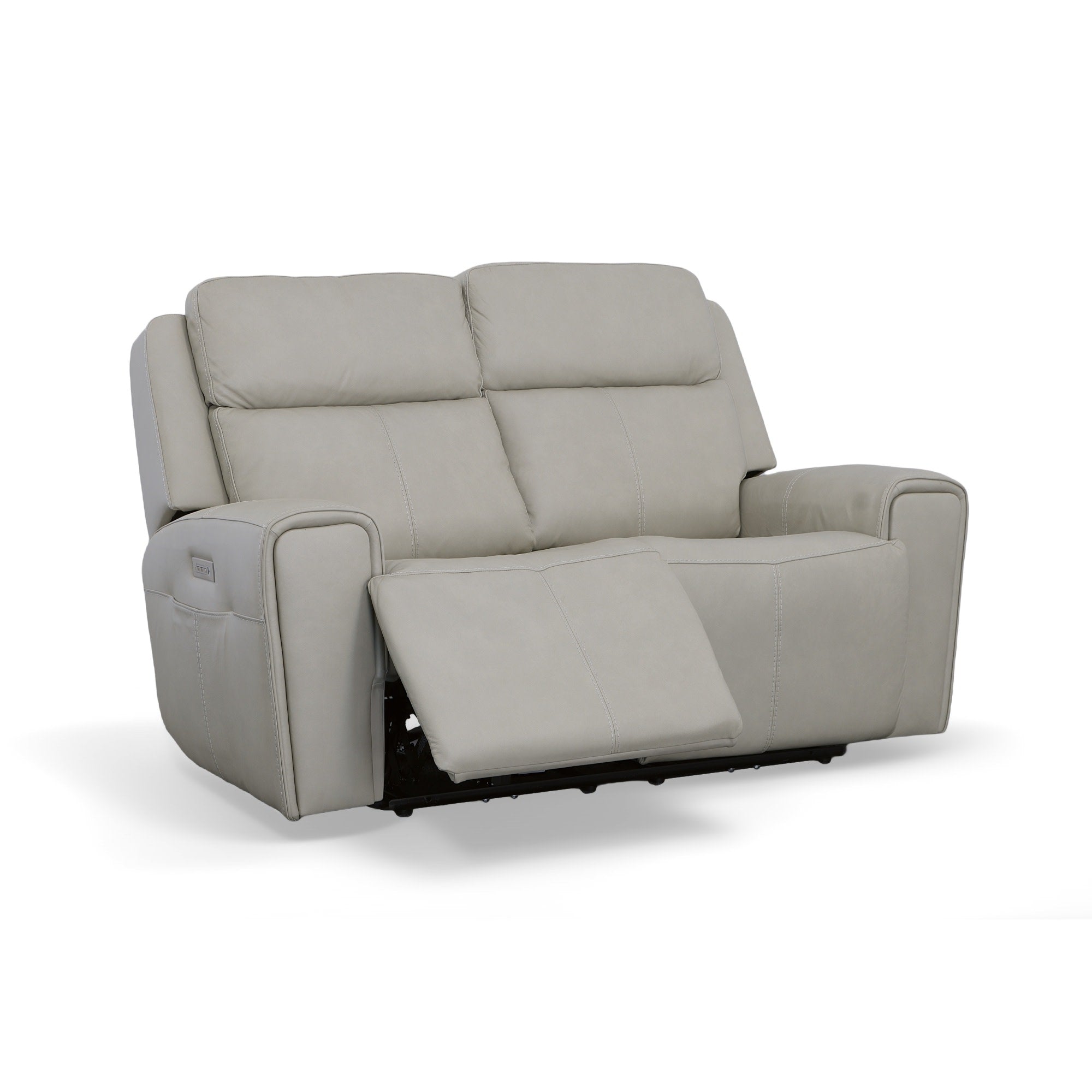 Barnett Leather Power Reclining Loveseat with Power Headrests & Lumbar