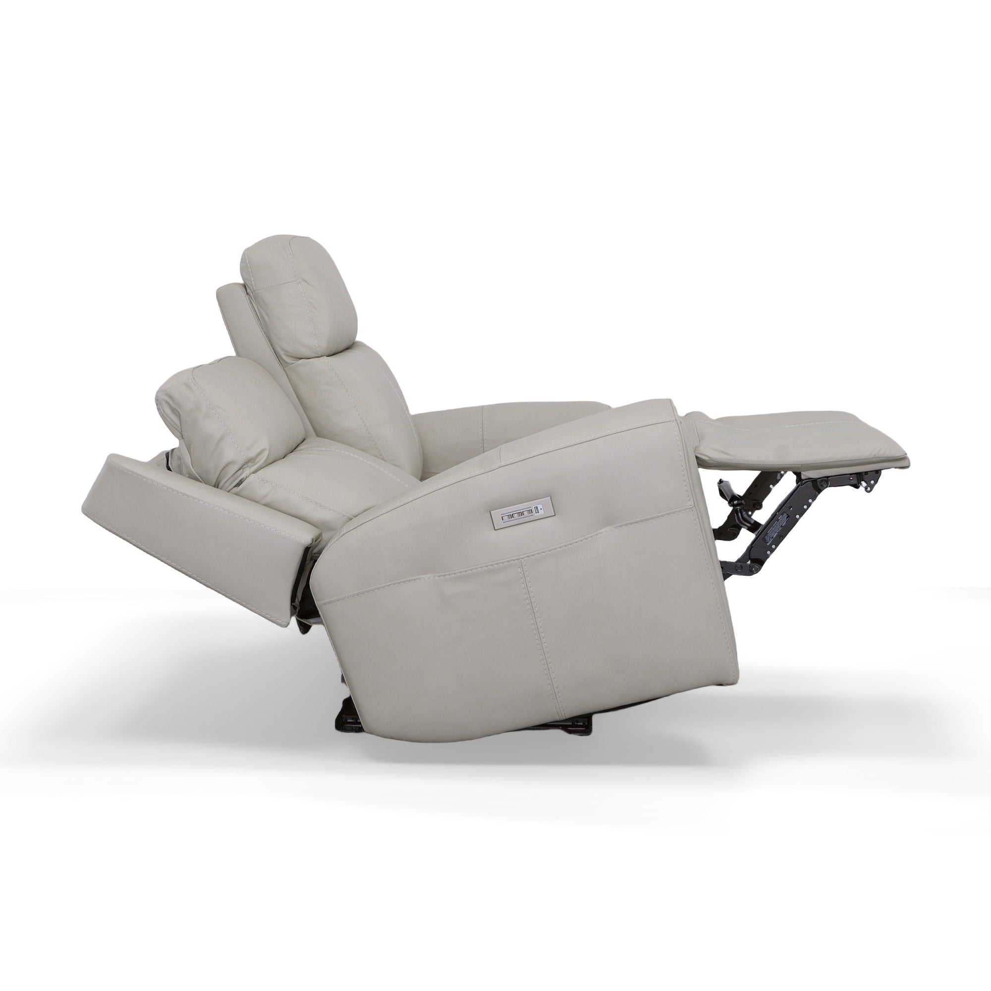 Barnett Leather Power Reclining Loveseat with Power Headrests & Lumbar