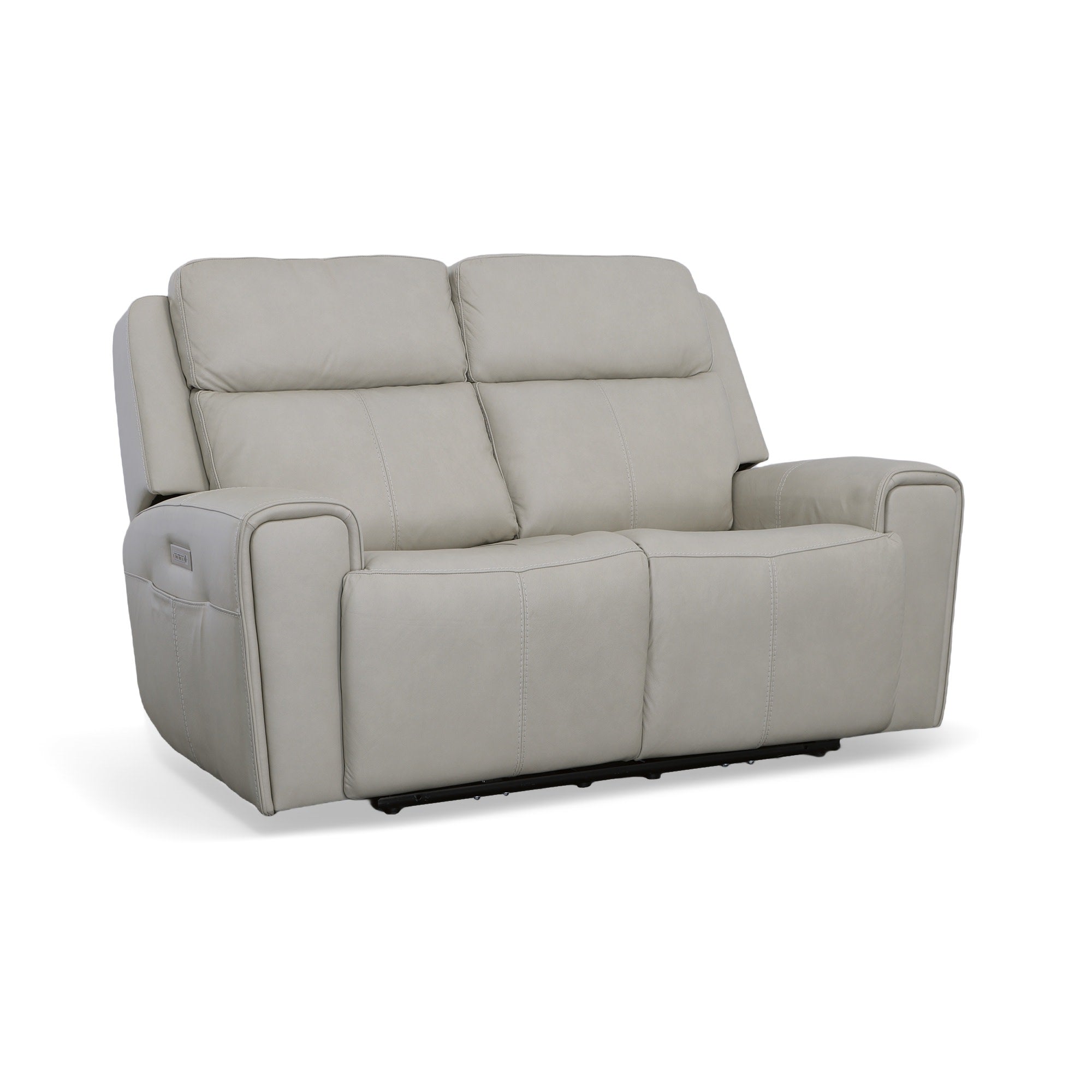 Barnett Leather Power Reclining Loveseat with Power Headrests & Lumbar