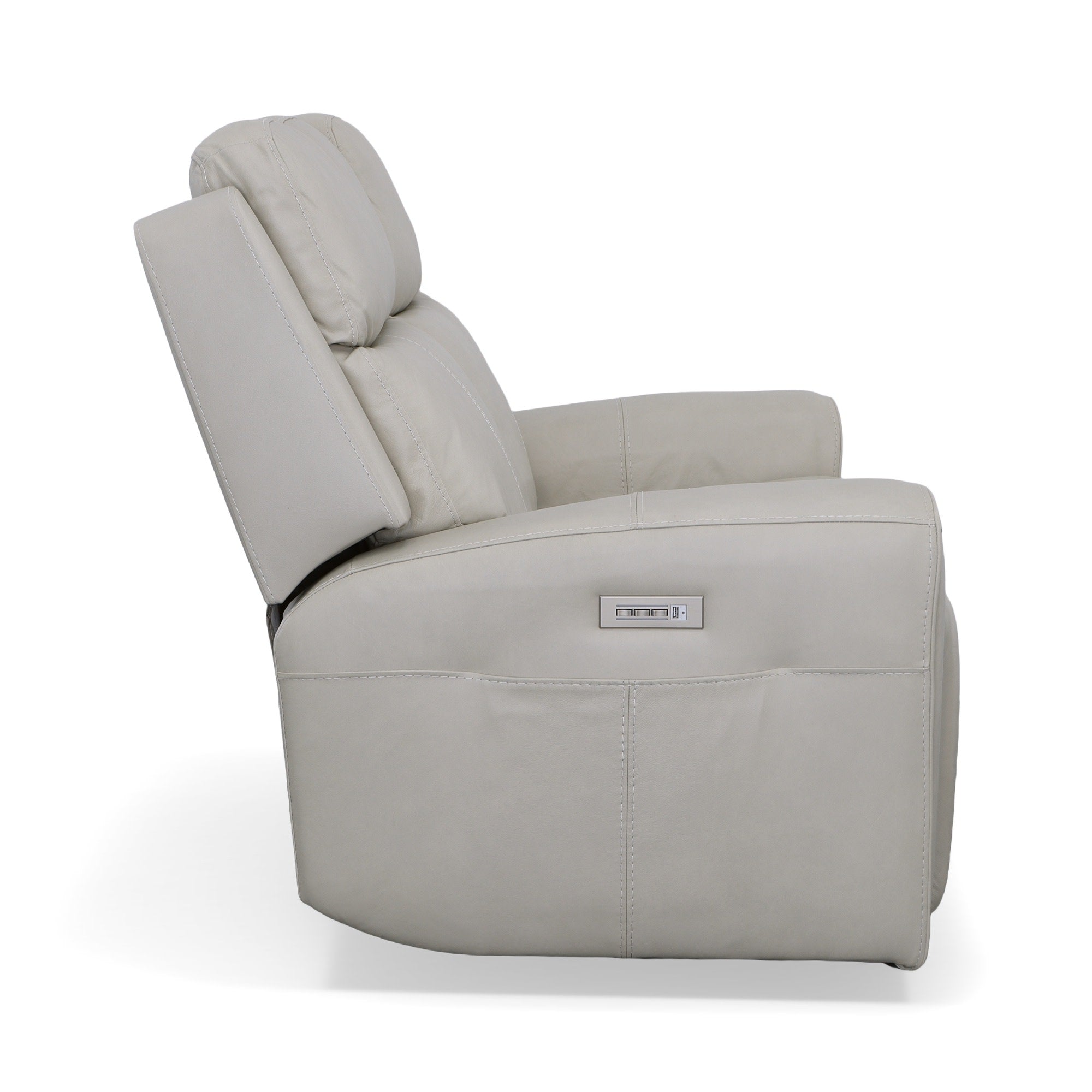 Barnett Leather Power Reclining Loveseat with Power Headrests & Lumbar